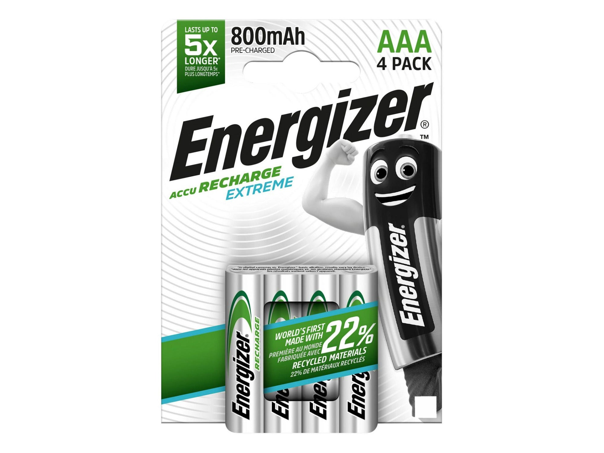 Energizer AAA 800mAh Recharge Extreme Rechargeable Batteries - 4 Pack