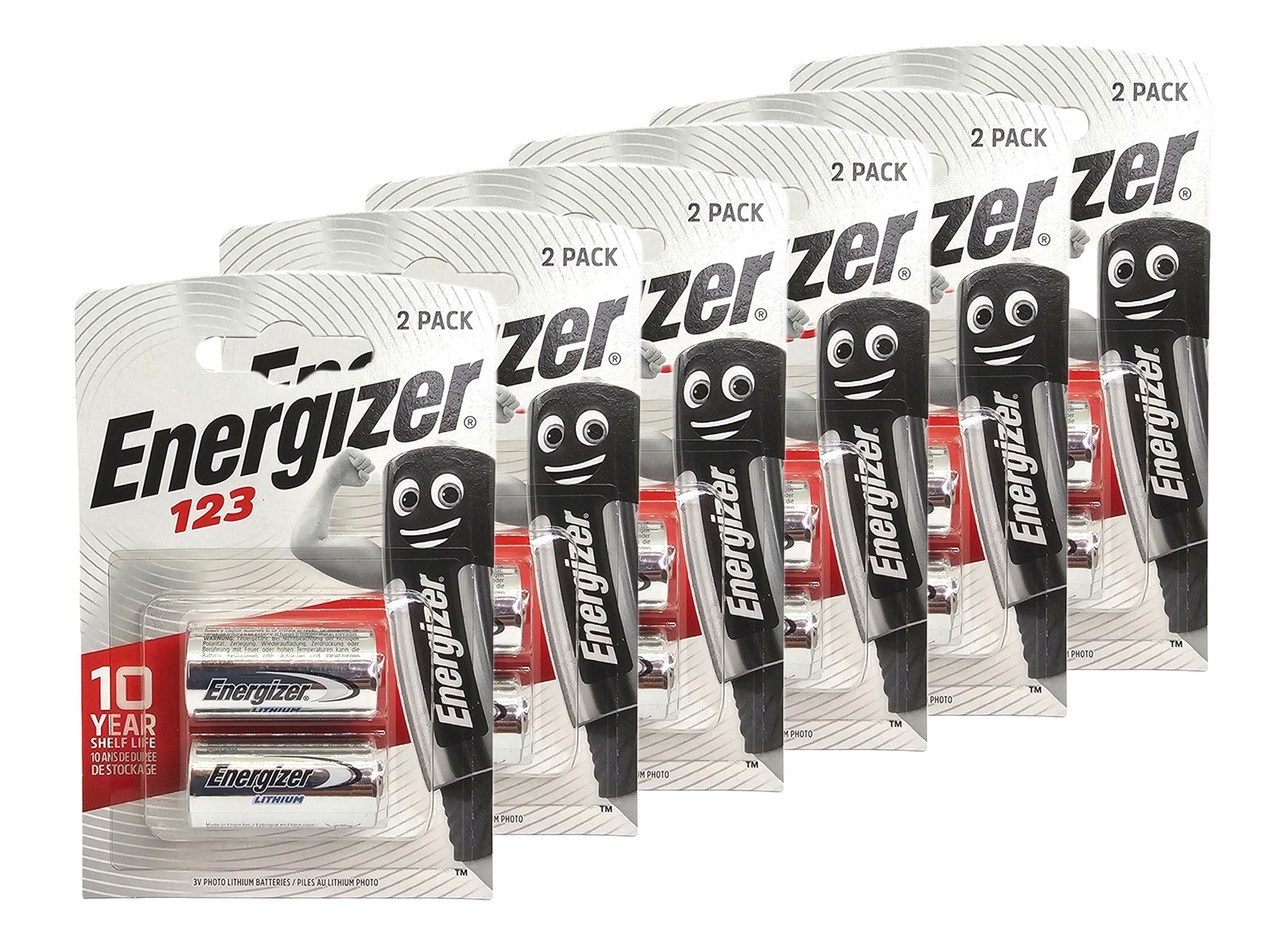 Energizer 123 (CR123, CR123A) 3V Lithium Camera Batteries - 12 Pack (B2 x 6)
