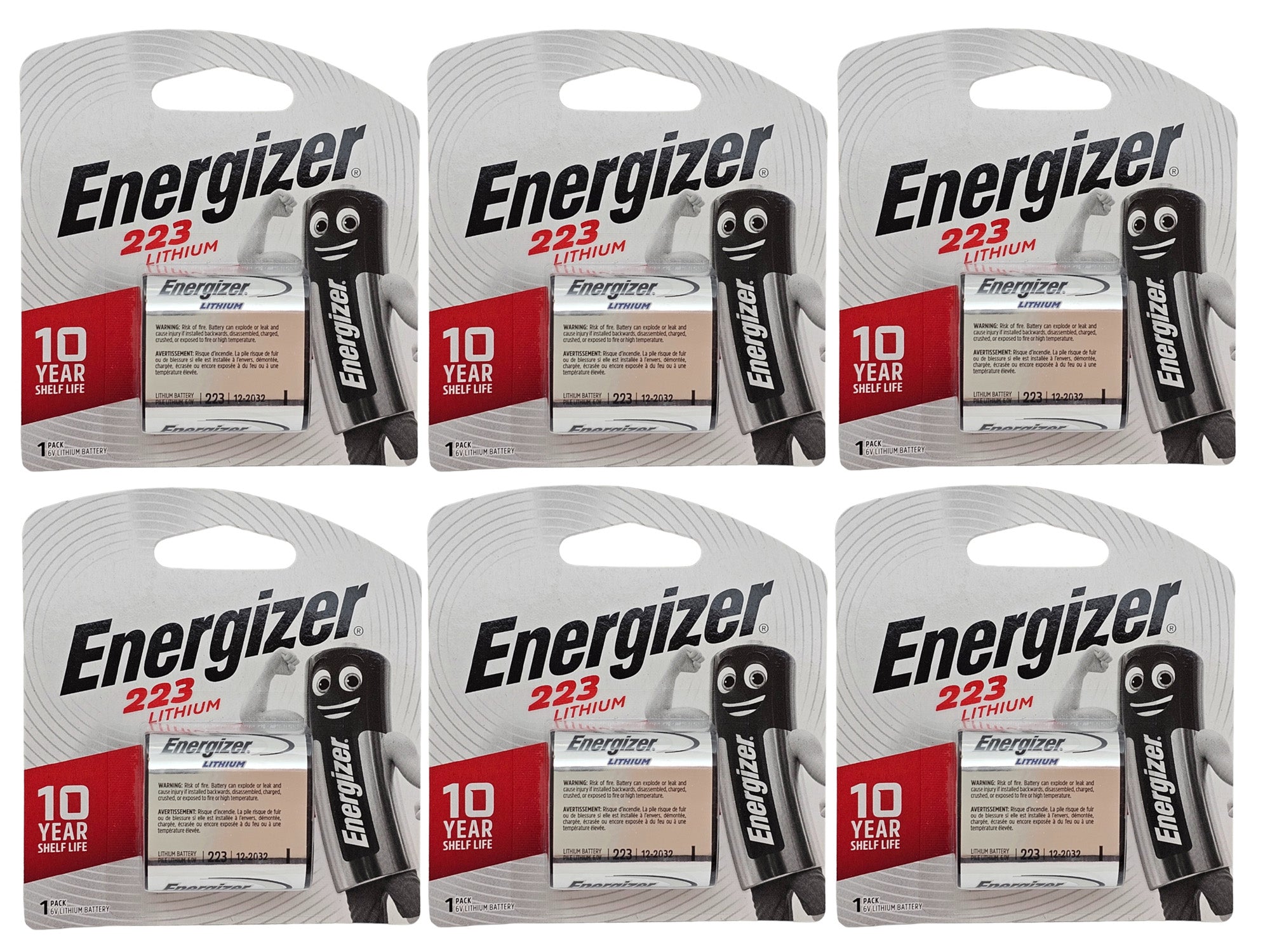Energizer 223 (CRP2) 6V lithium Batteries - 6 Pack