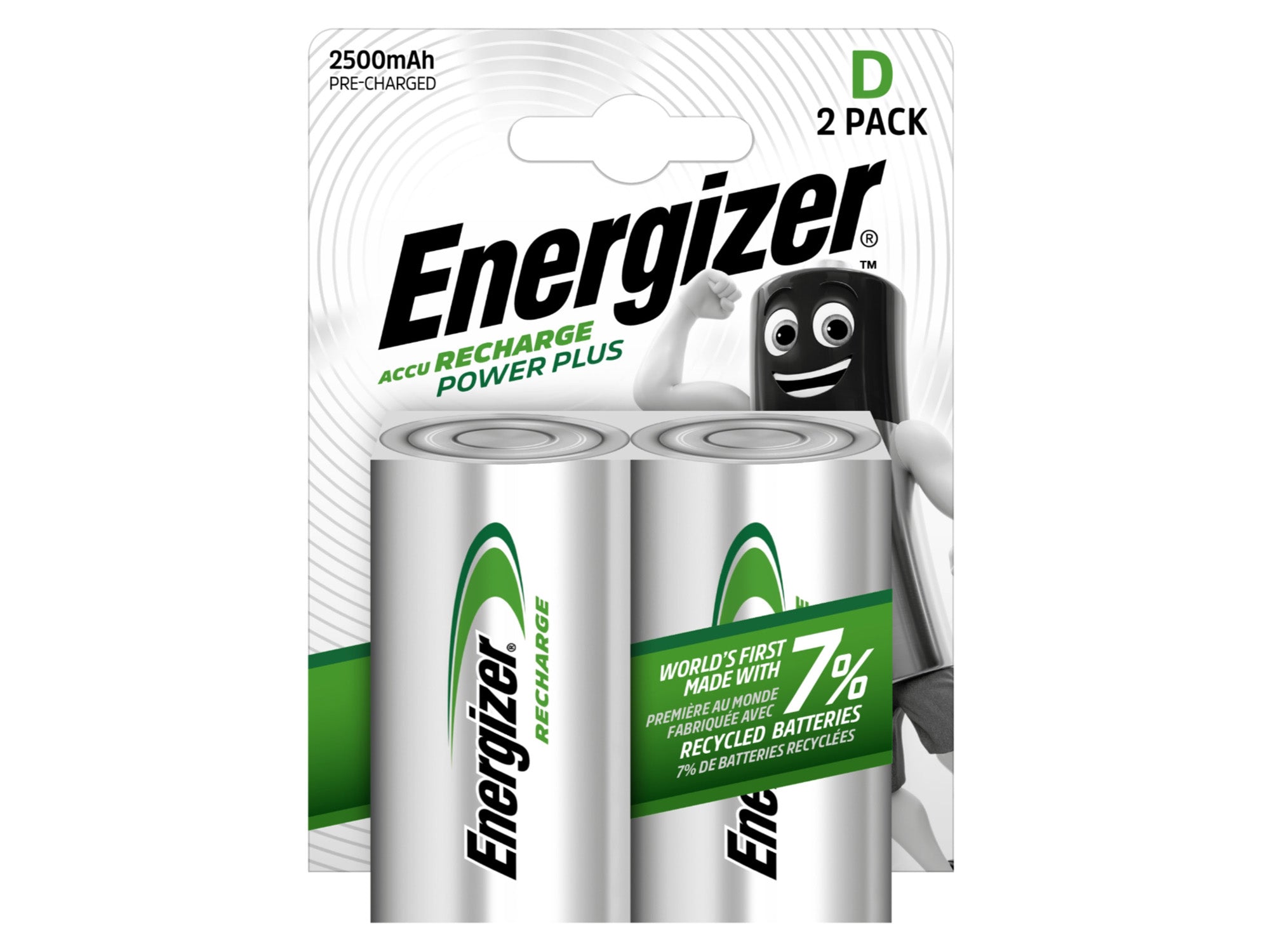 Energizer D size 2500Ah Recharge Power Plus Rechargeable Battery (Pack of 2)