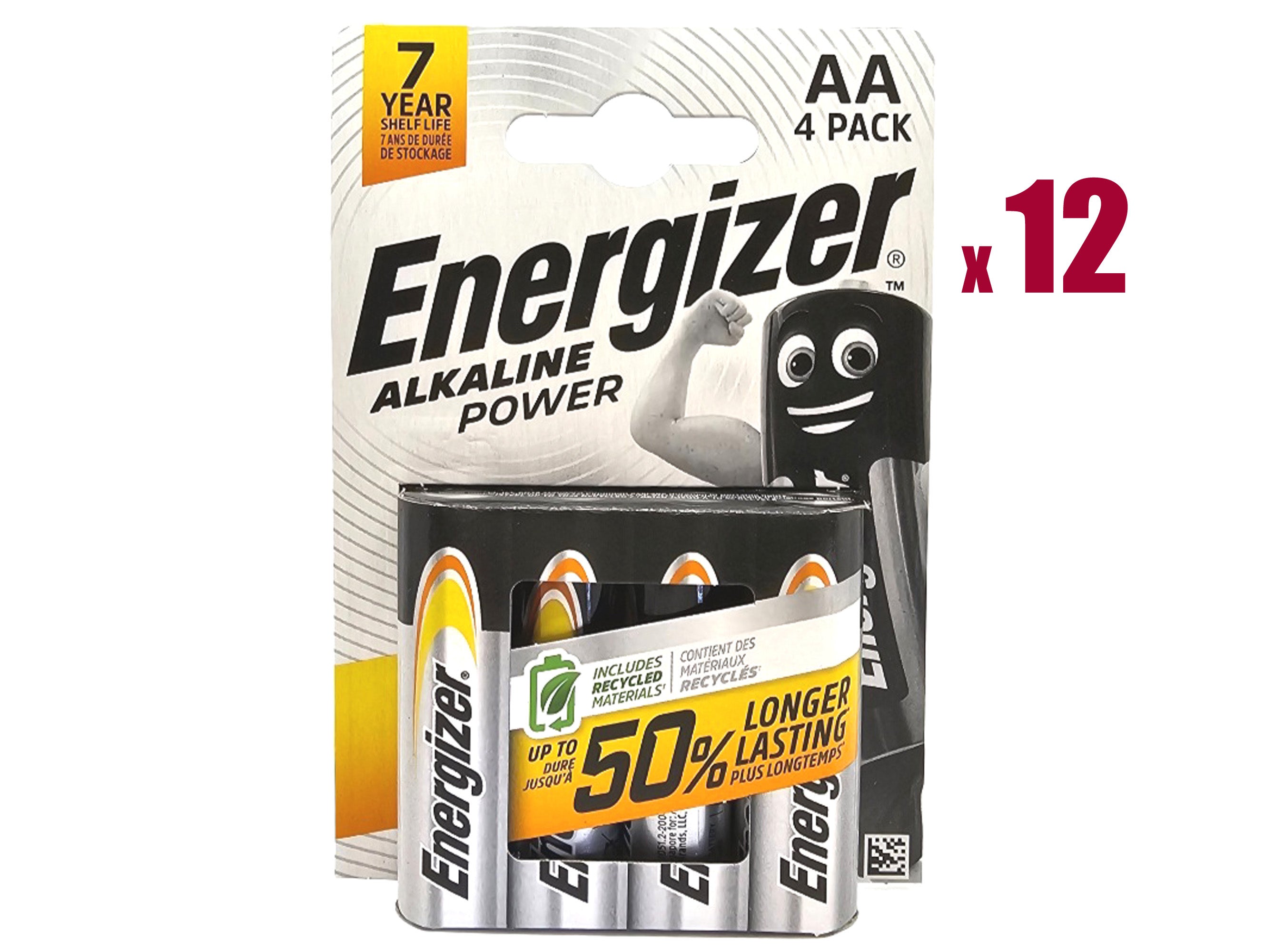 Energizer AA (LR6) Alkaline Power Batteries - 48 Pack (AA4 x 12)