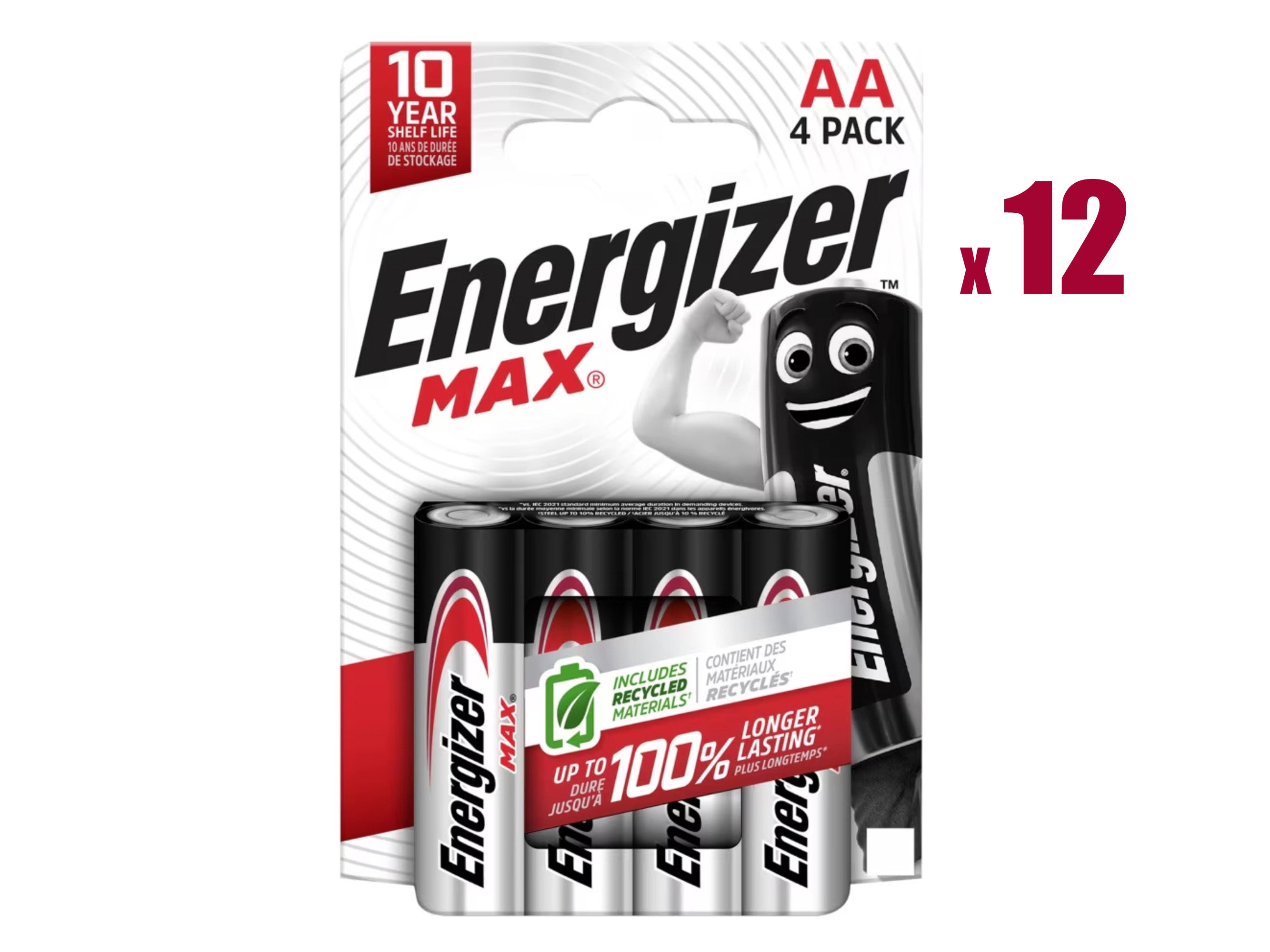 Energizer AA (LR6) Max Alkaline Batteries - 48 Pack (AA4 x 12)