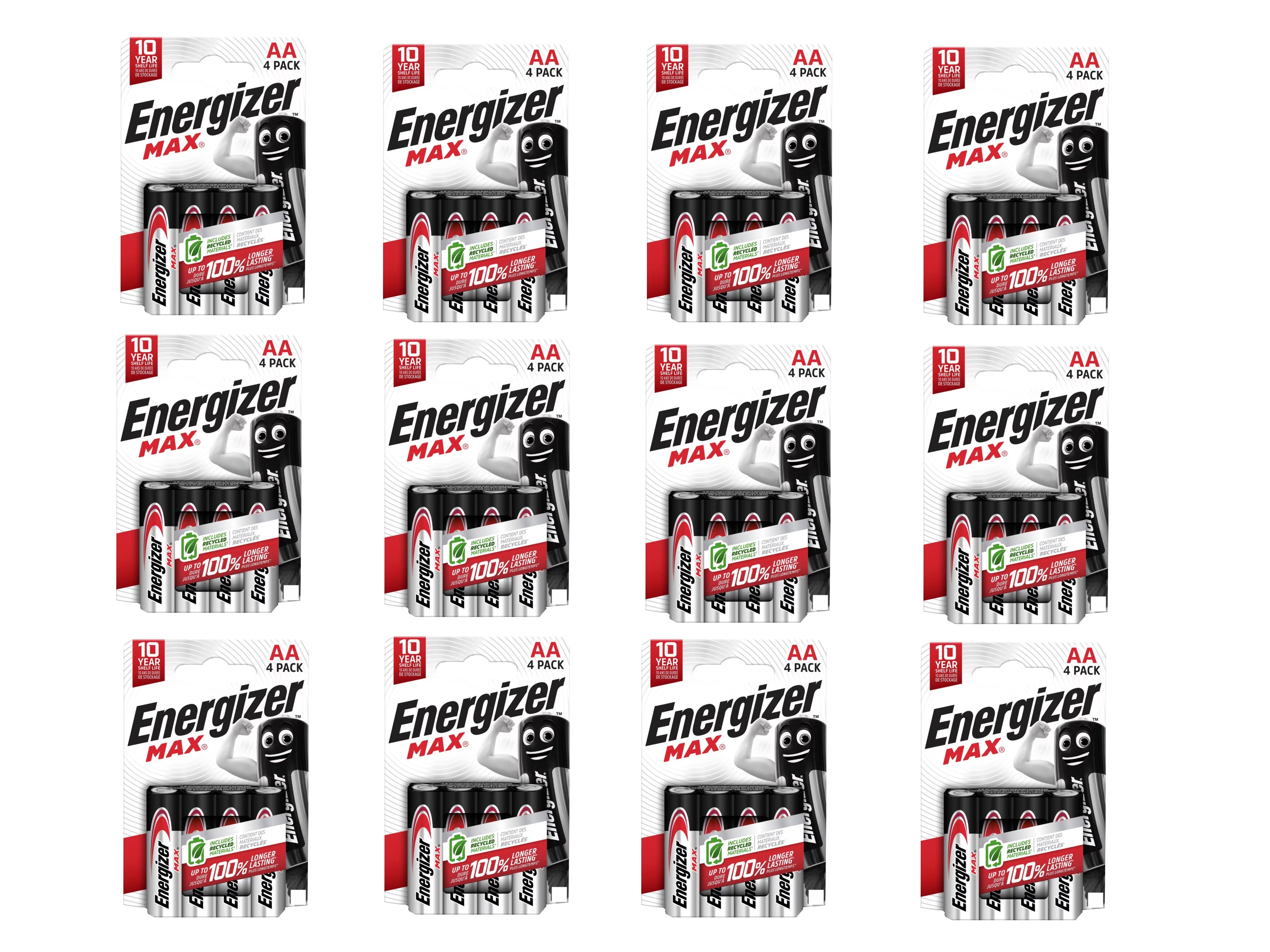 Energizer AA (LR6) Max Alkaline Batteries - 48 Pack (AA4 x 12)