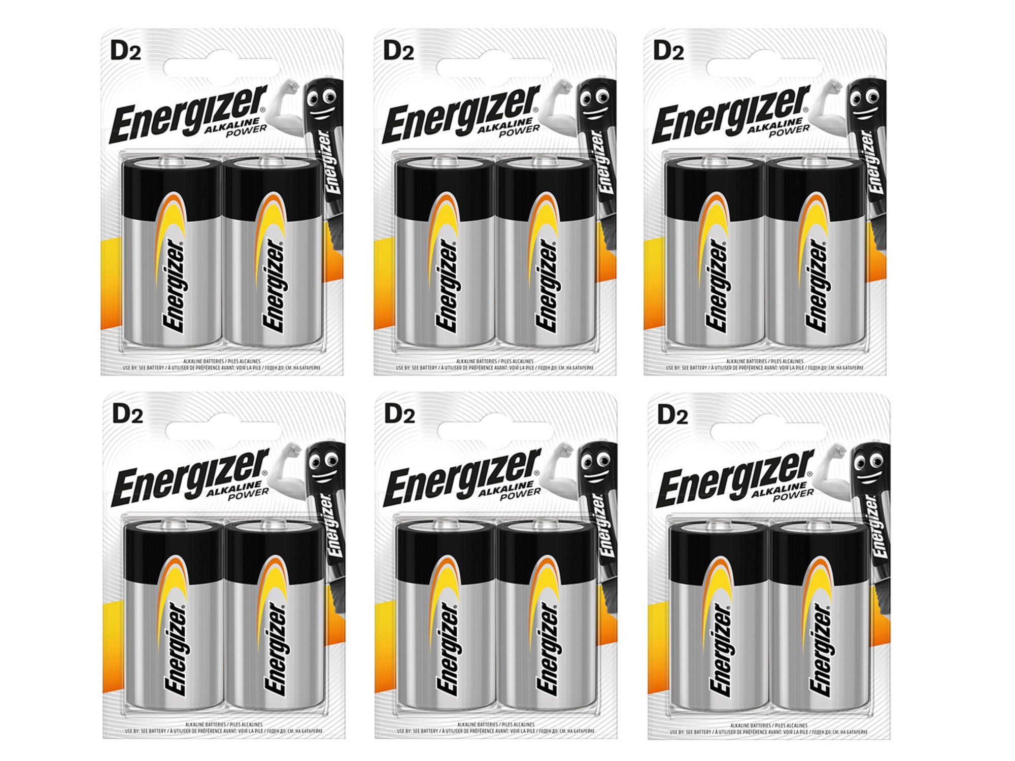Energizer D size (LR20) Alkaline Power Batteries - 12 Pack (D2 x 6)