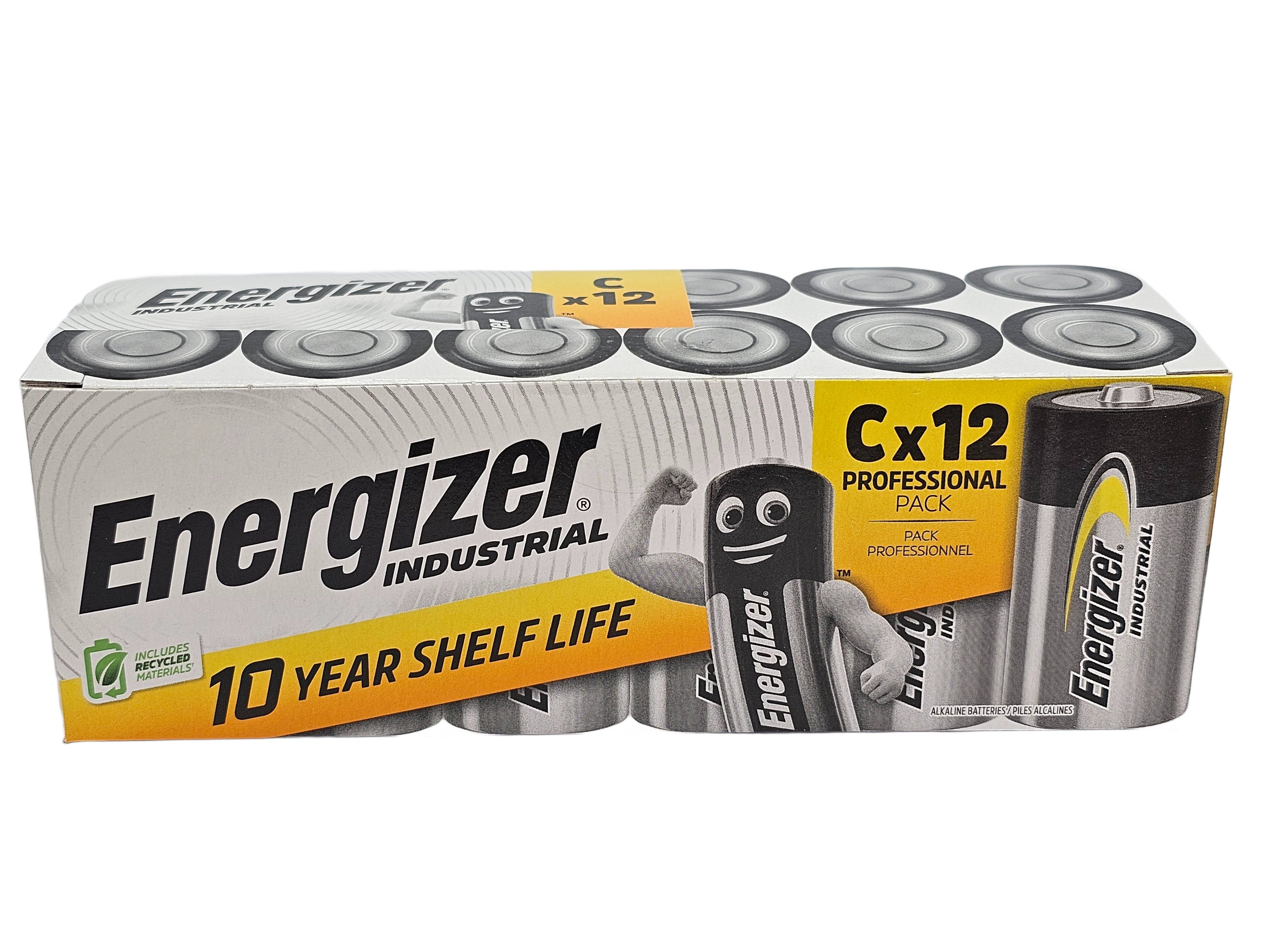 Energizer C size (EN93, LR14) Industrial Alkaline 1.5V batteries - 12 Pack /bulk