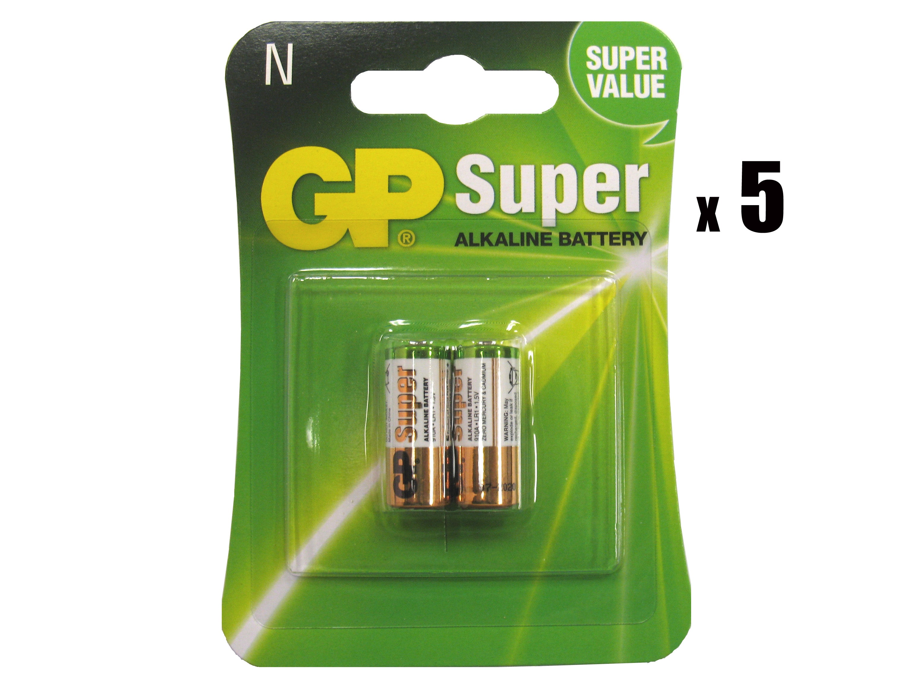 GP 910A (LR1, N Size) 1.5V alkaline batteries - 10 Pack (B2 x 5)