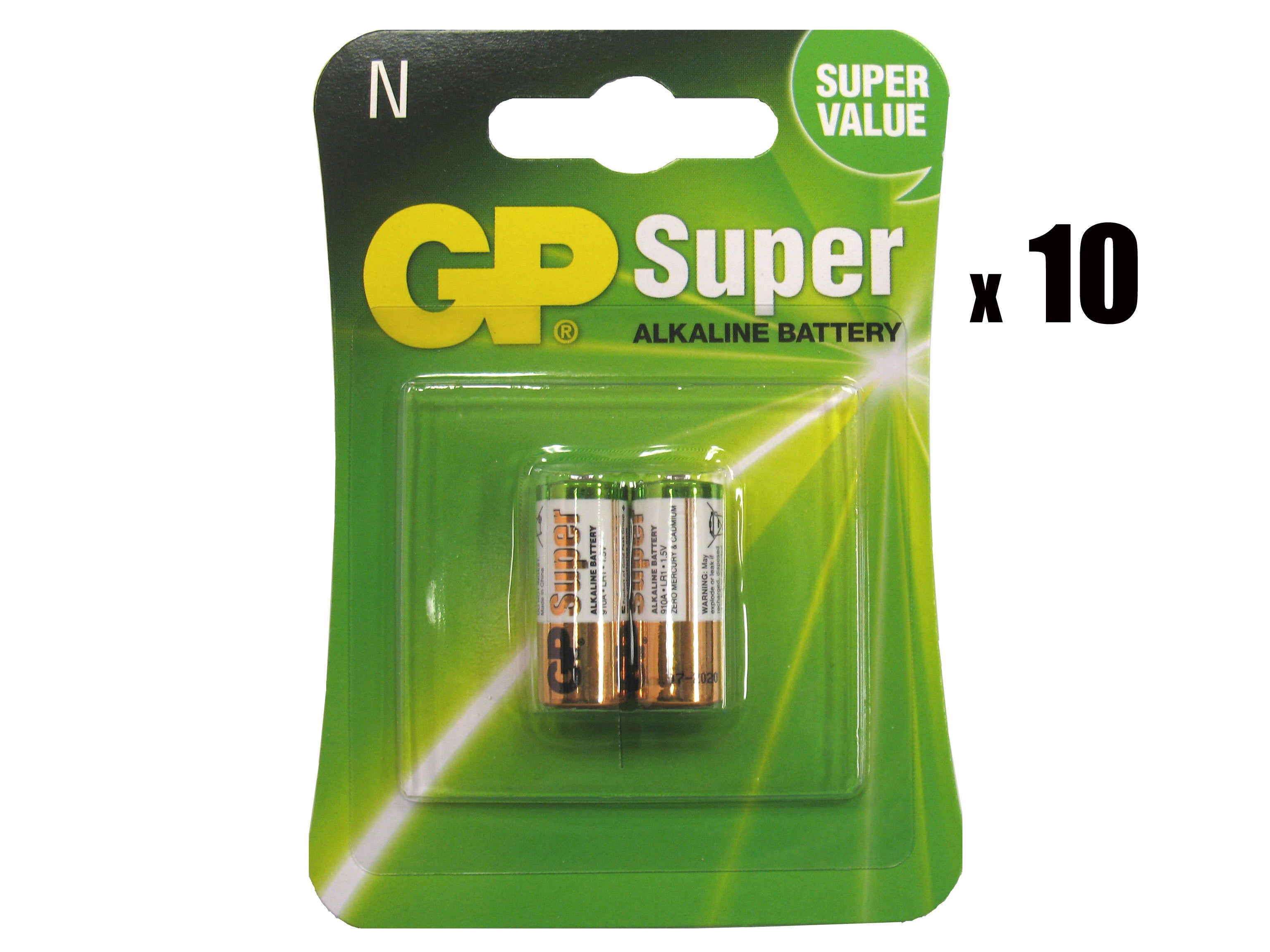 GP 910A (LR1, N Size) 1.5V alkaline batteries - 20 Pack (B2 x 10)