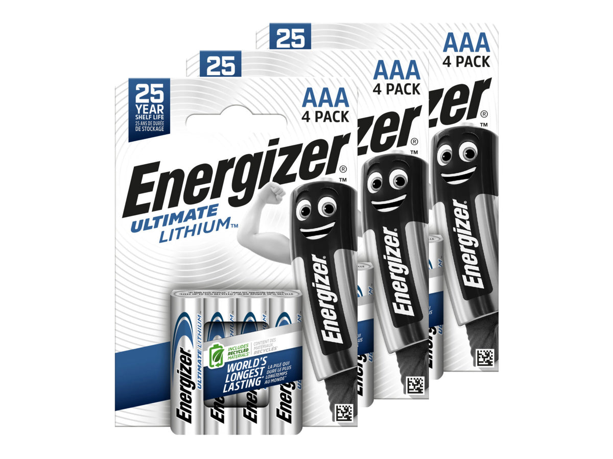 Energizer AAA L92 Ultimate Lithium Batteries - 12 Pack (AAA4 x 3)