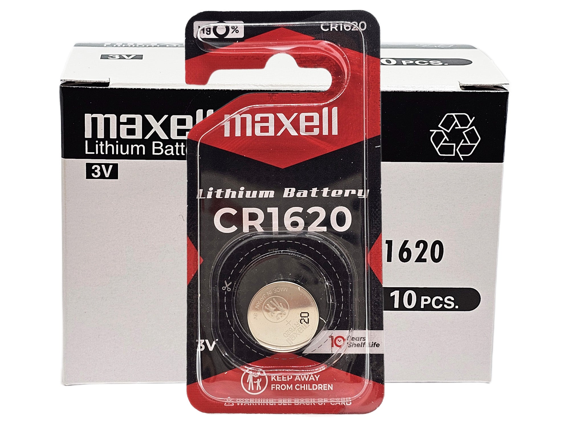 Maxell CR1620 3V Lithium Coin Battery - 10 Pack (B1 x 10)