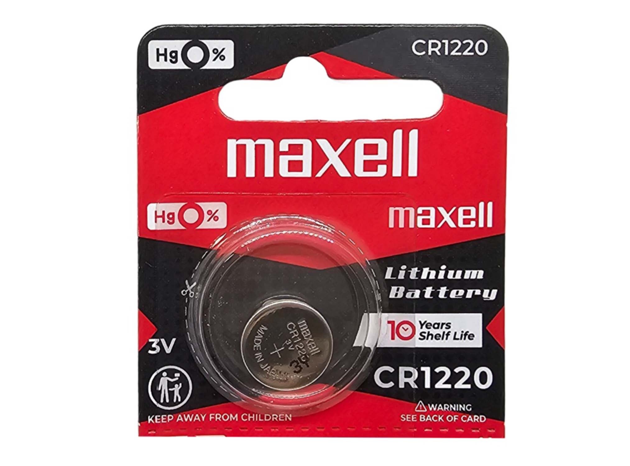 Maxell CR1220 3V Lithium Coin Batteries - 10 Pack (B5 x 2)