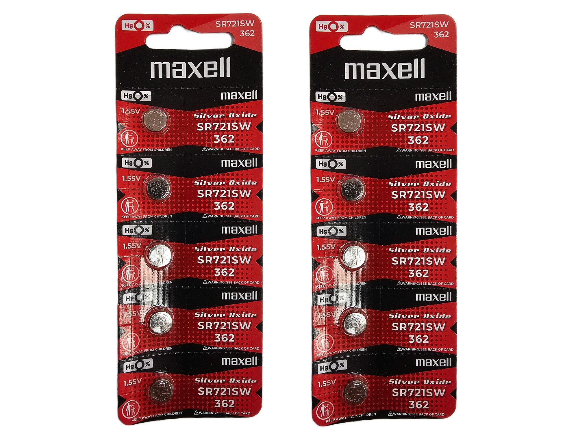 Maxell SR721SW (362) Silver Oxide - 10 Watch Batteries (B5 x 2)