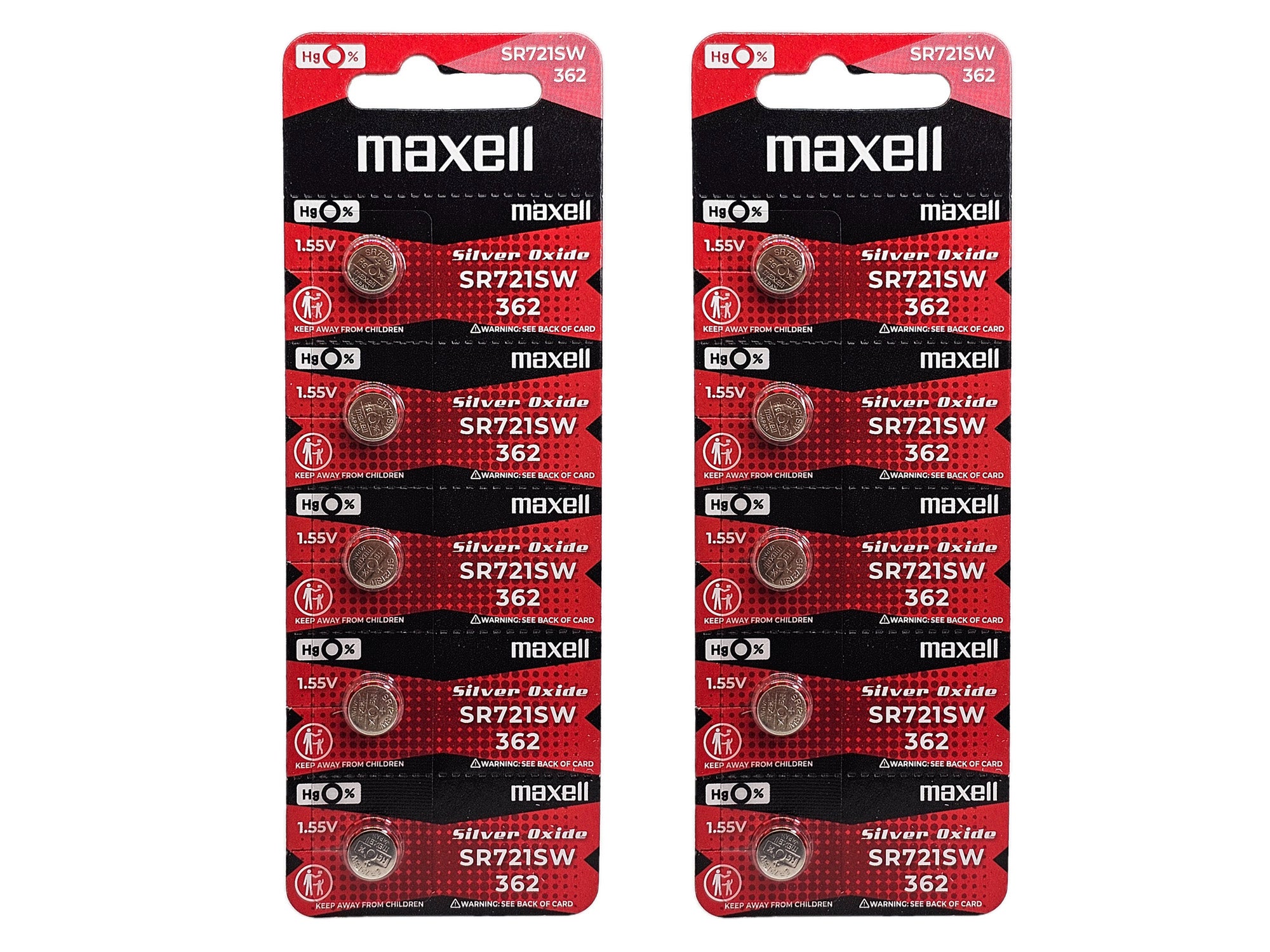 Maxell SR721SW (362) Silver Oxide - 10 Watch Batteries (B5 x 2)
