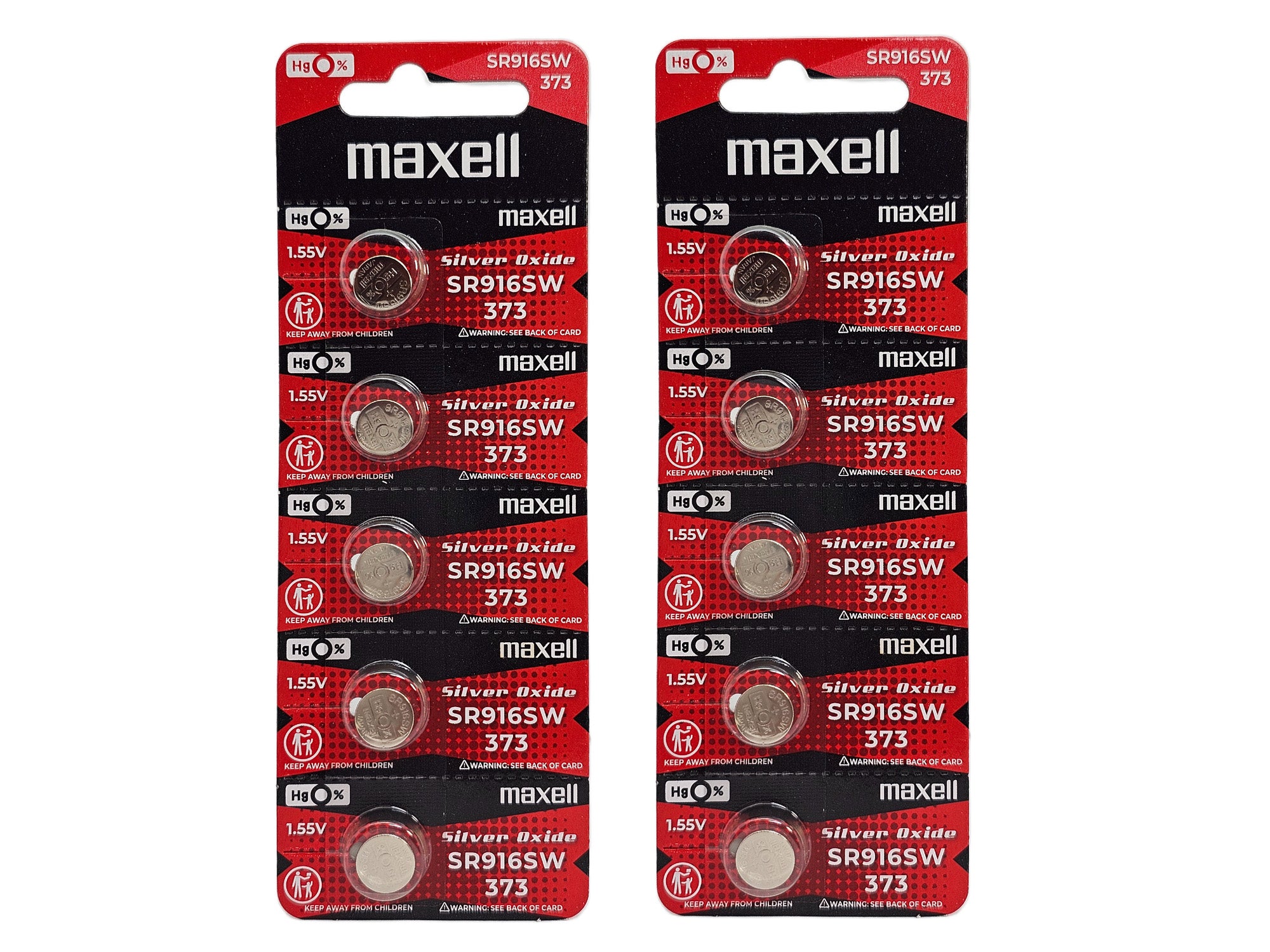 Maxell SR916SW (373) Silver Oxide batteries - 10 Pack (B5 x 2)