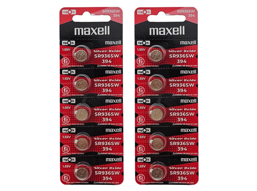 Maxell SR936SW (394) silver oxide watch - 10 batteries (B5 x 2)