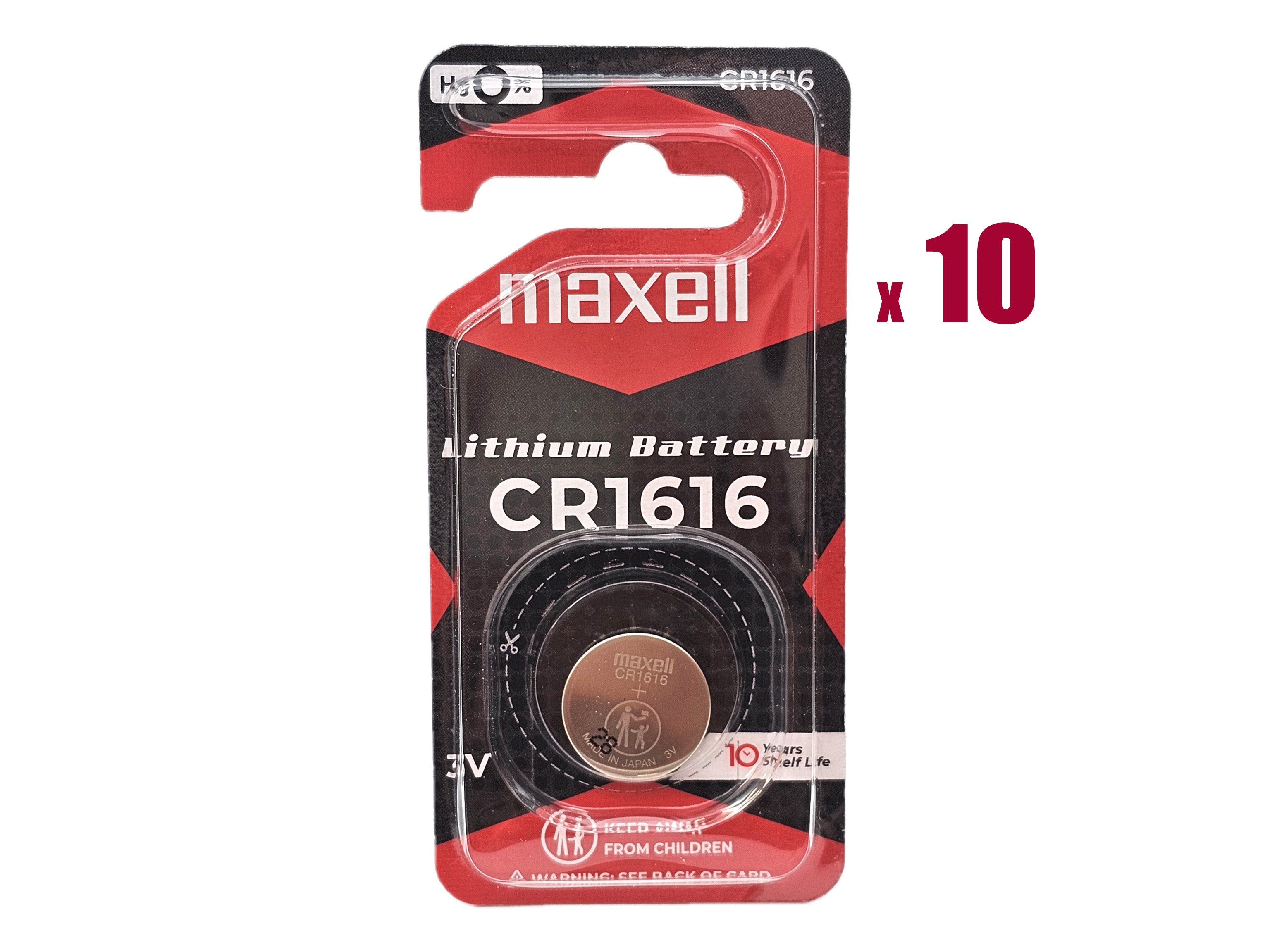 Maxell CR1616 3V Lithium Coin Batteries - 10 Pack (B1 x 10)