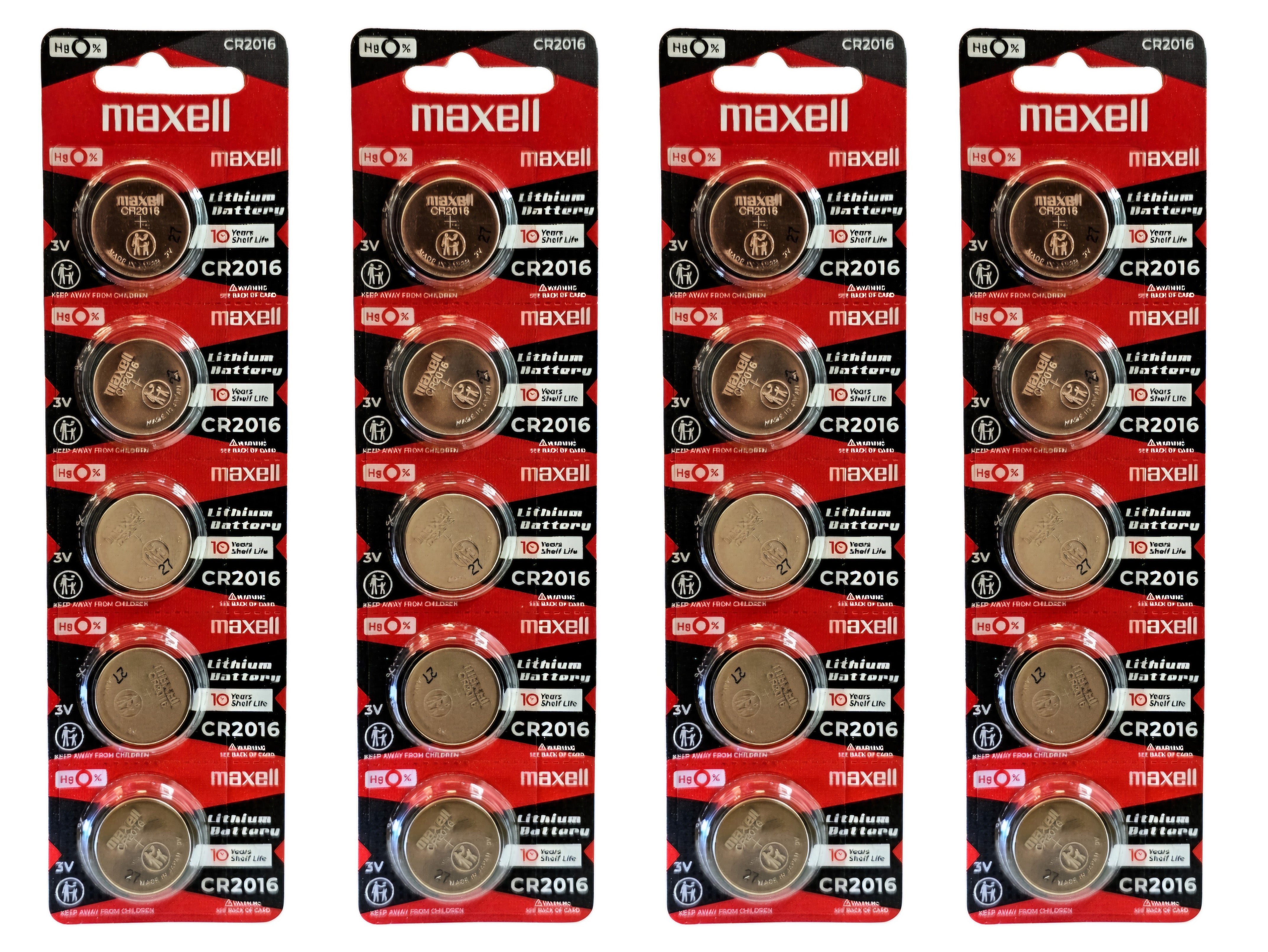 Maxell CR2016 - 20  batteries (B5 x 4)