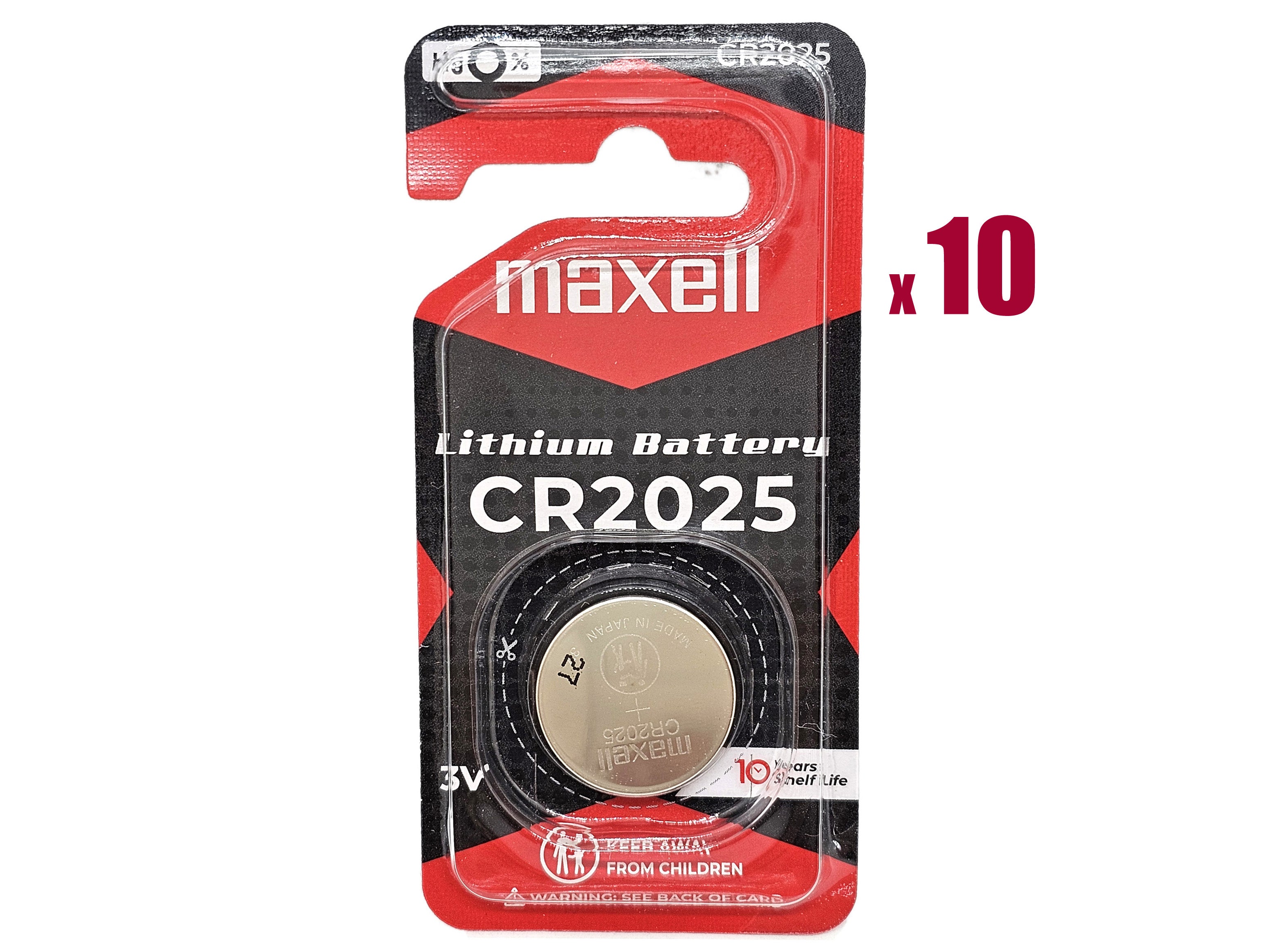Maxell CR2025 3V Lithium Coin Battery - 10 Pack (B1 x 10)