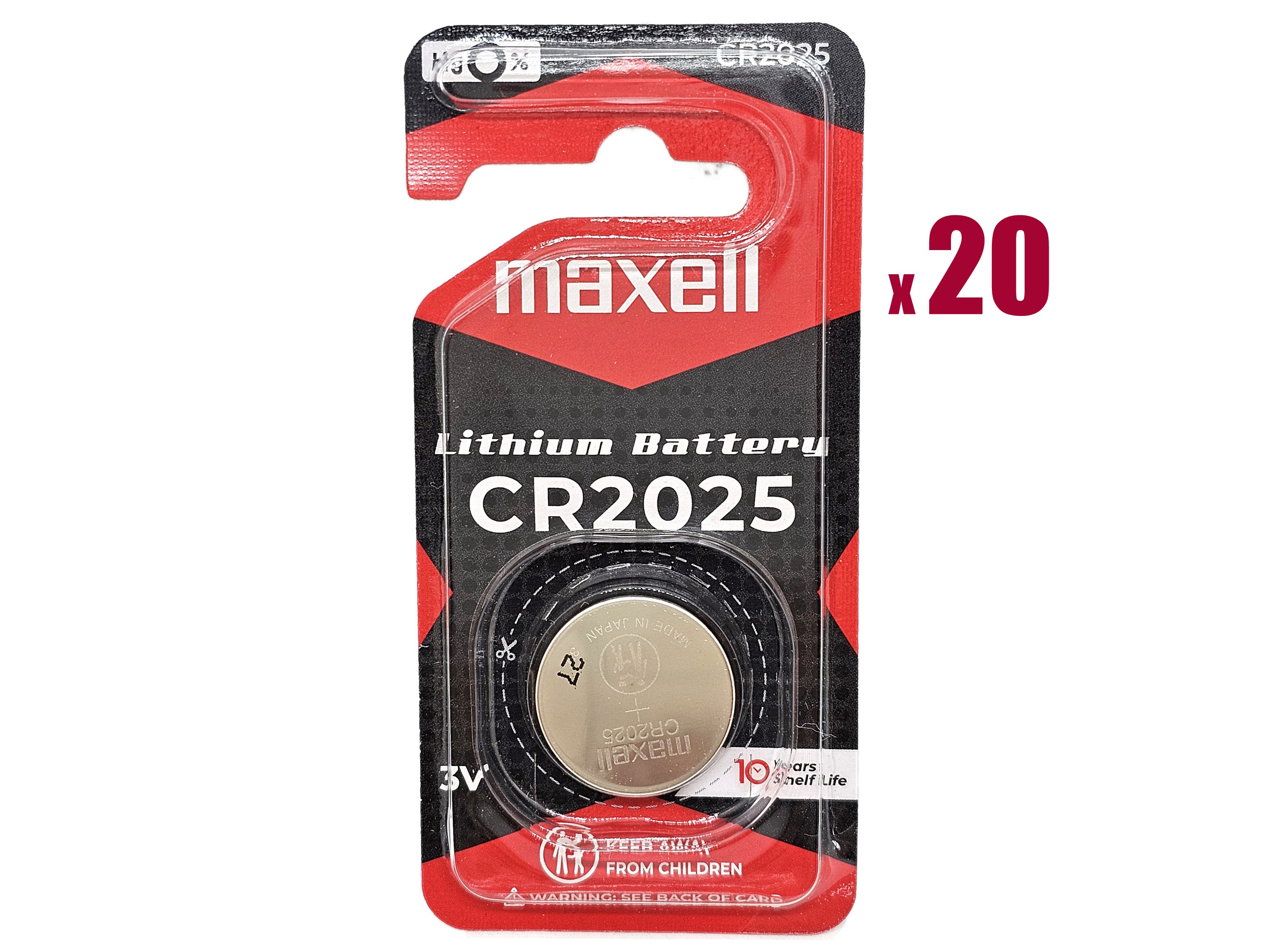 Maxell CR2025 3V Lithium Coin Battery - 20 Pack (B1 x 20)