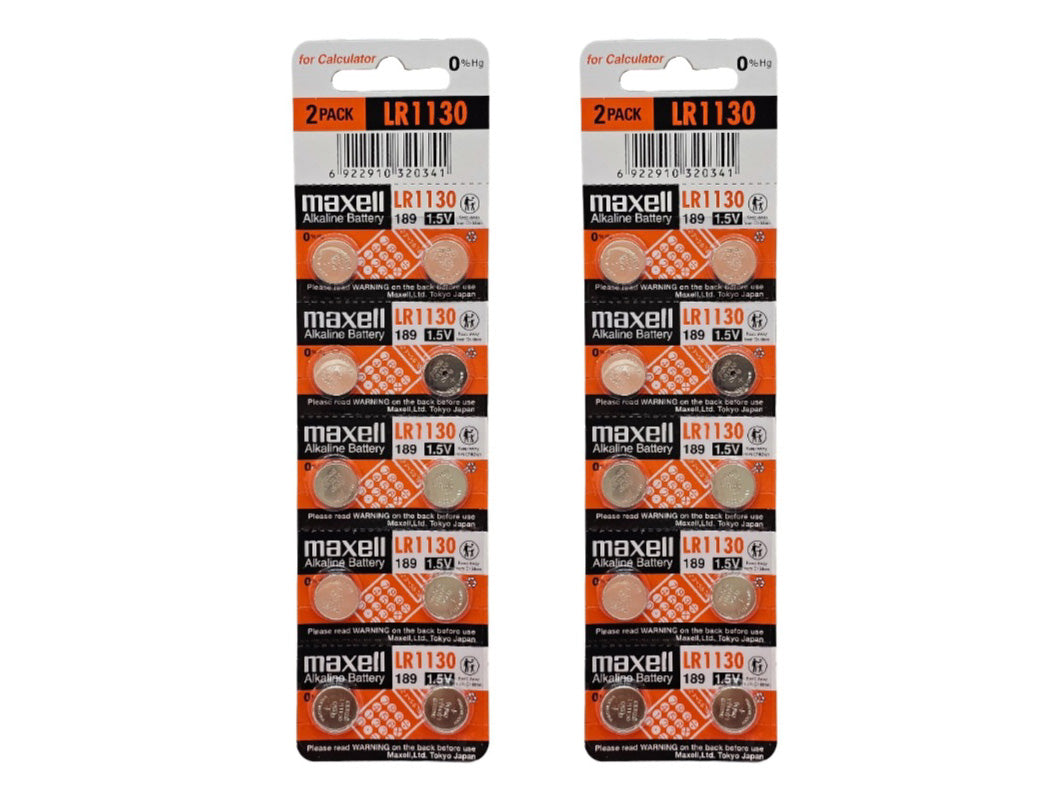 Maxell LR1130 (AG10, 189) 1.5V Alkaline battery (20 Pack)