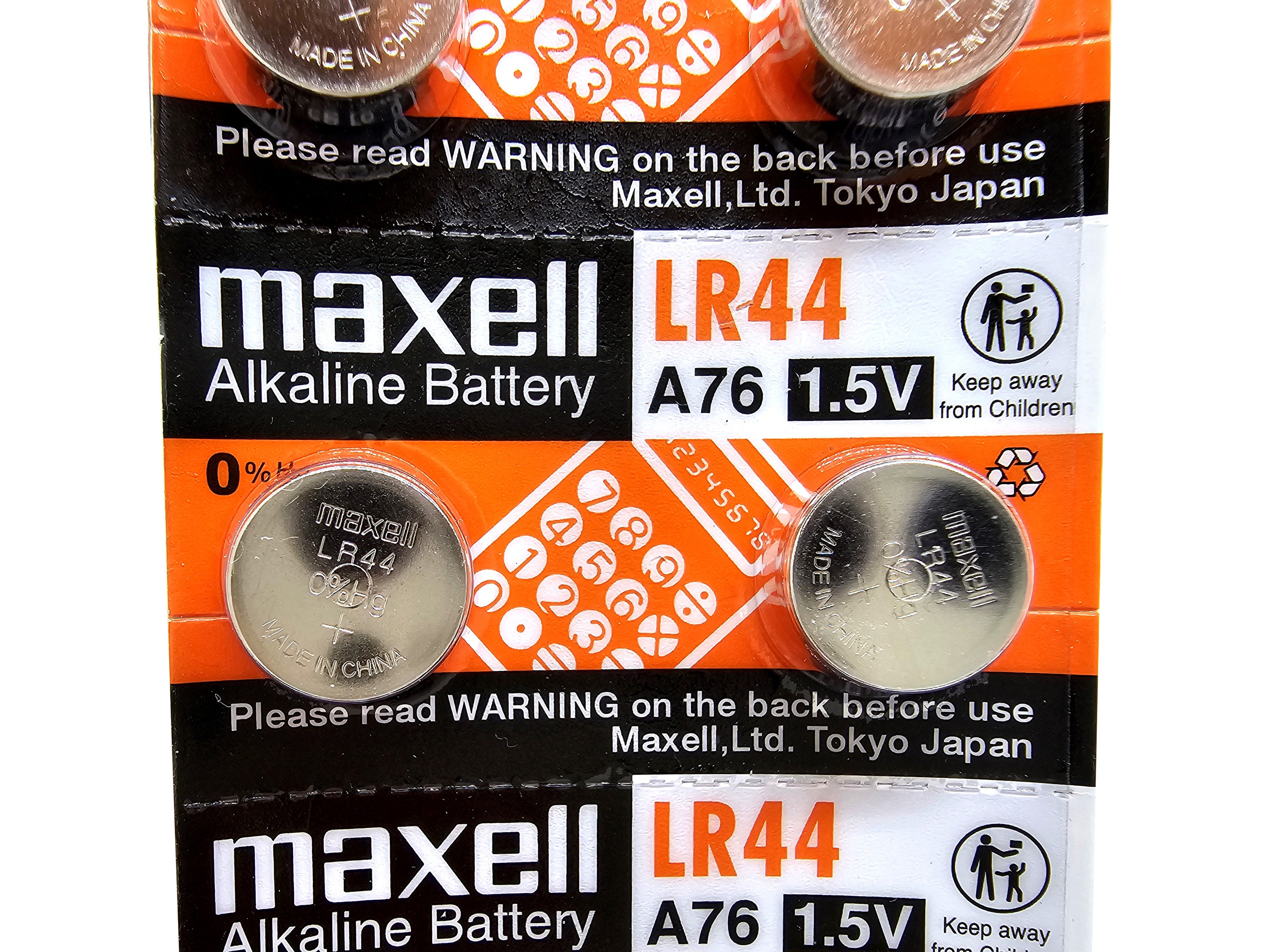 Maxell LR44 (A76, AG13) 1.5V Alkaline - 4 batteries