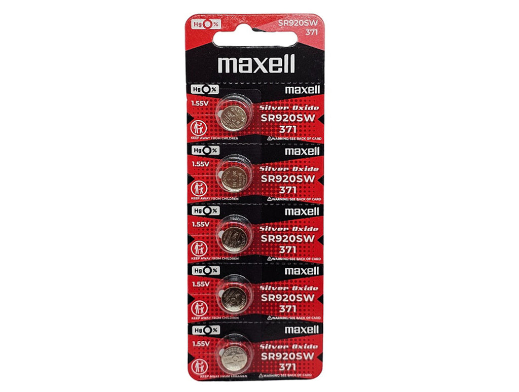 Maxell SR920SW (371) Silver Oxide watch battery - 5 Pack (B5 x 1)