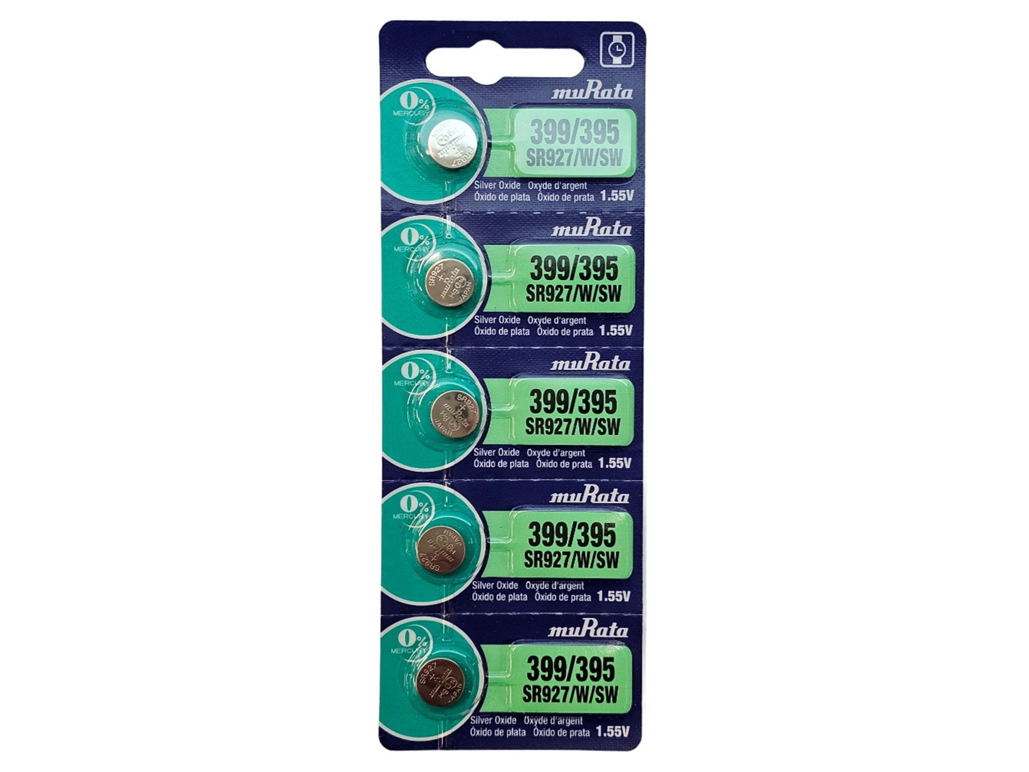 Murata SR927W / SR927SW (399, 395) watch battery - 5 Pack (B5 x 1)