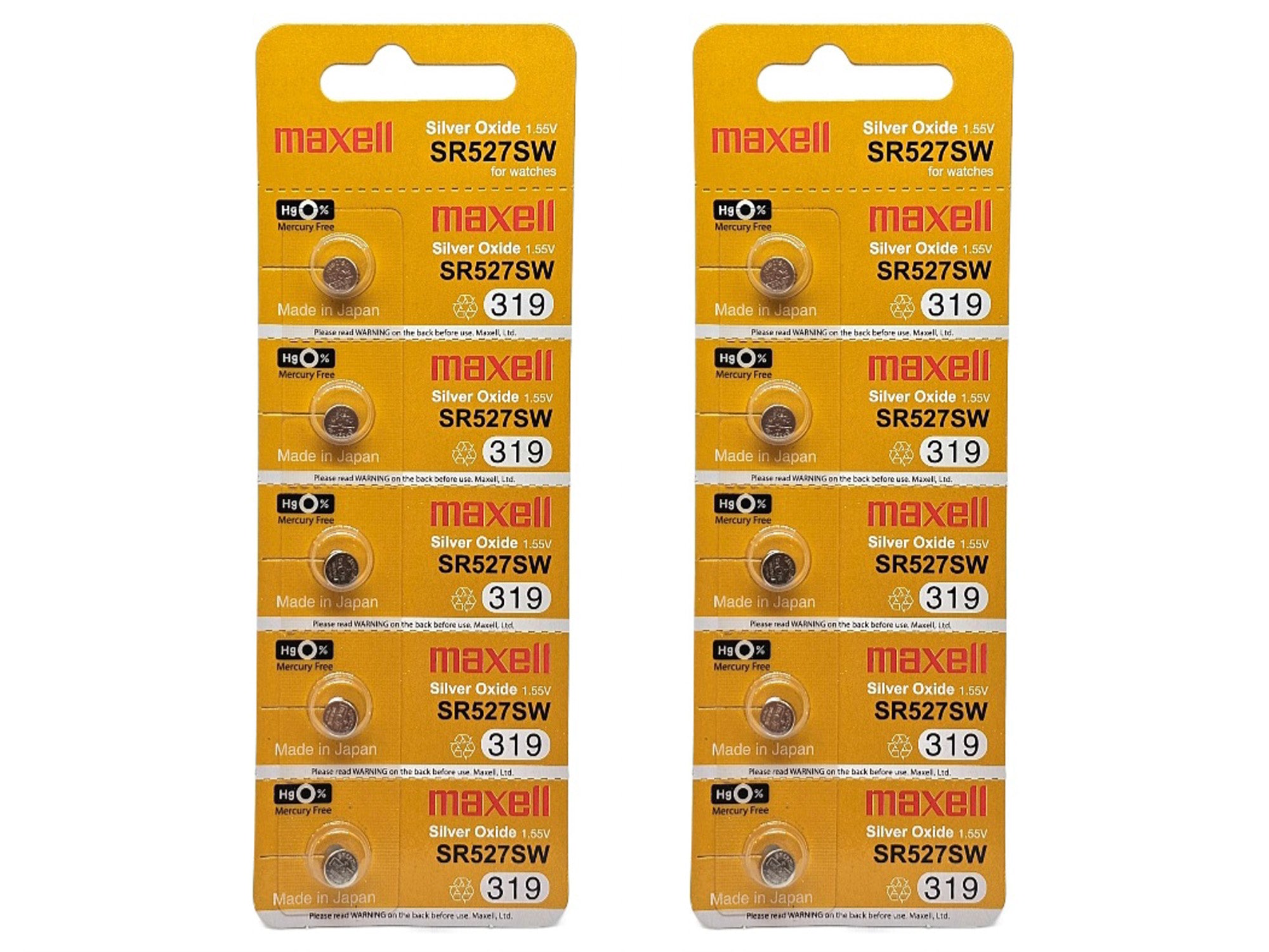Maxell SR527SW (319) - 10 batteries (B5 x 2) (Exp: Jan 2026)