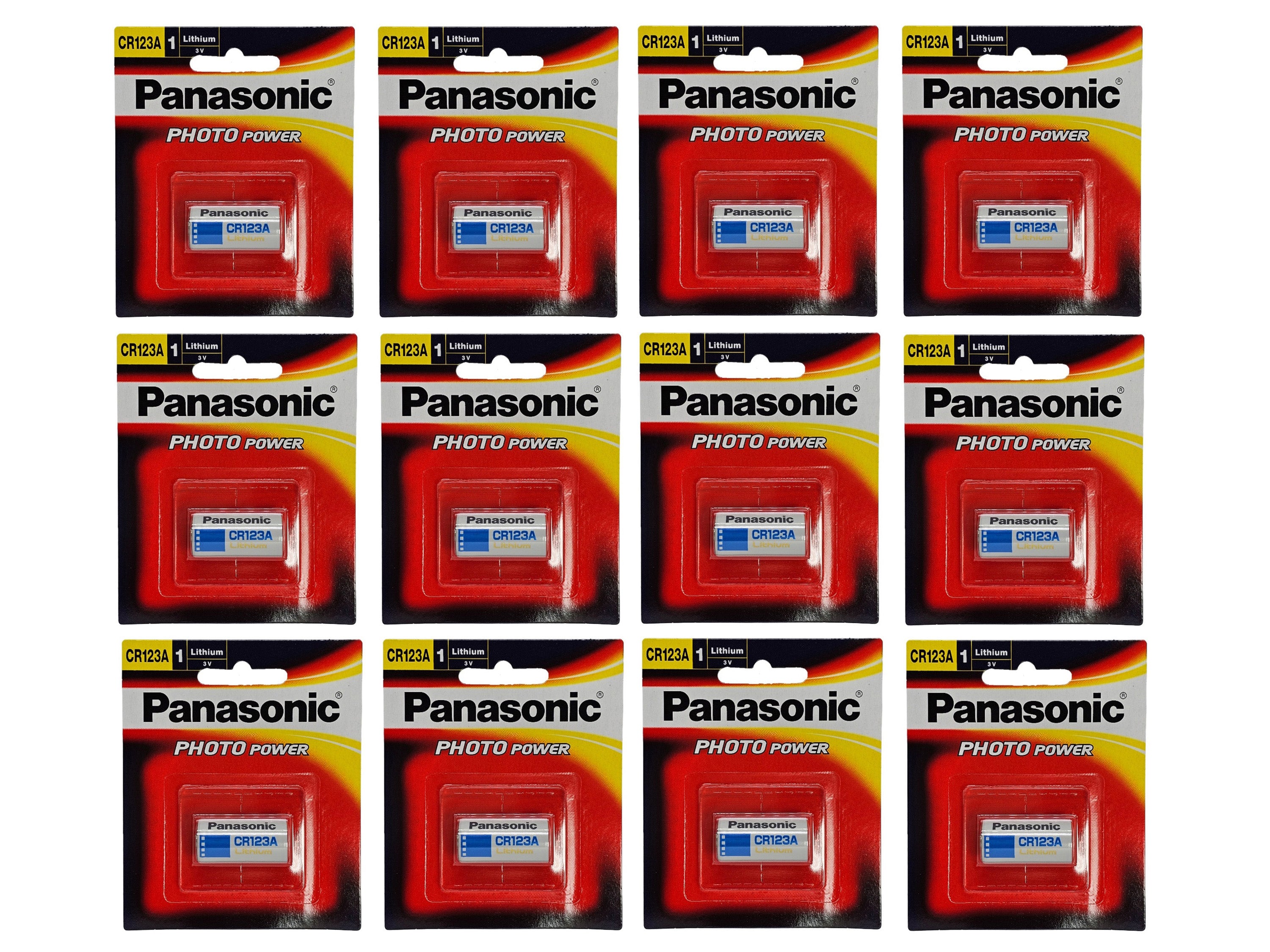 Panasonic CR123A (CR123) 3V Lithium Camera Photo Battery - 12 Pack