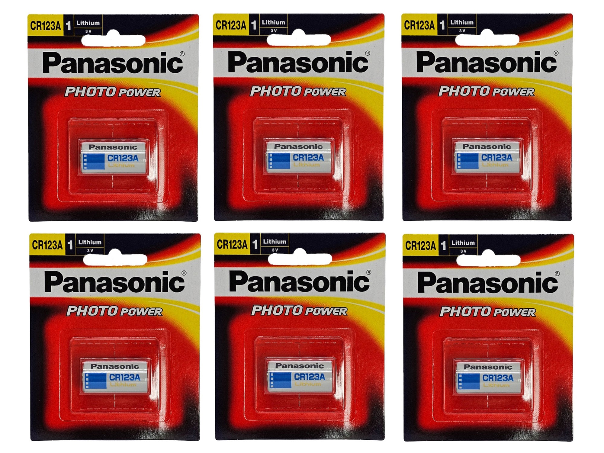 Panasonic CR123A (CR123) 3V Lithium Camera Photo Battery - 6 Pack