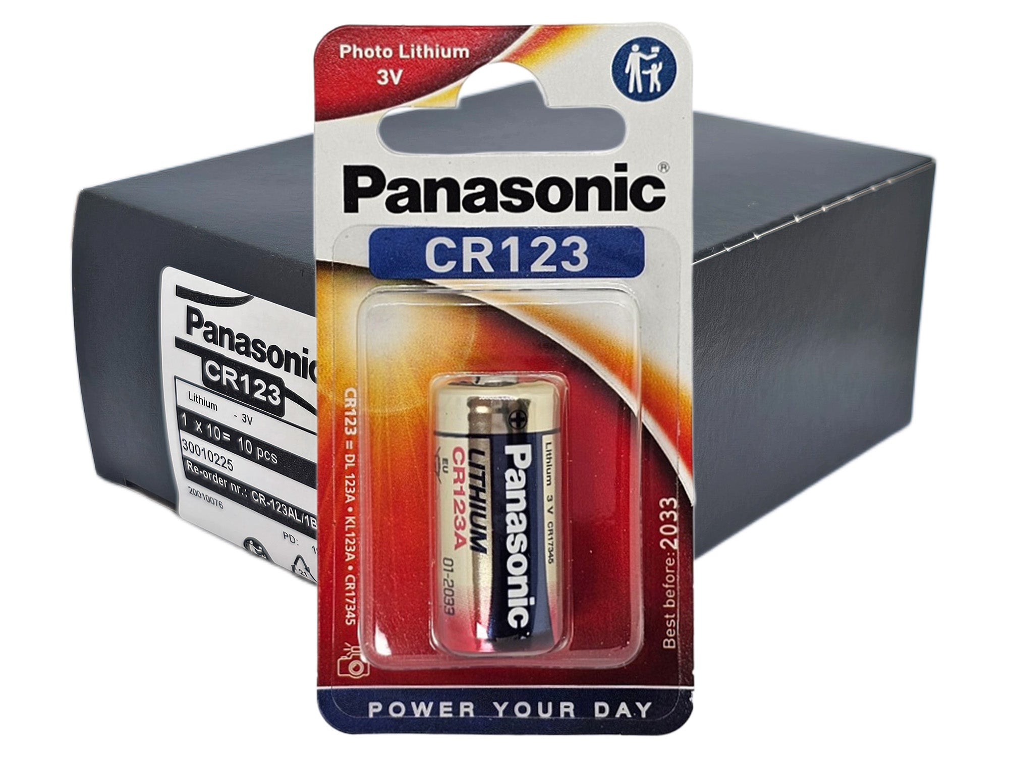 Panasonic CR123 (CR123A) Photo Lithium 3V battery - 10 Pack