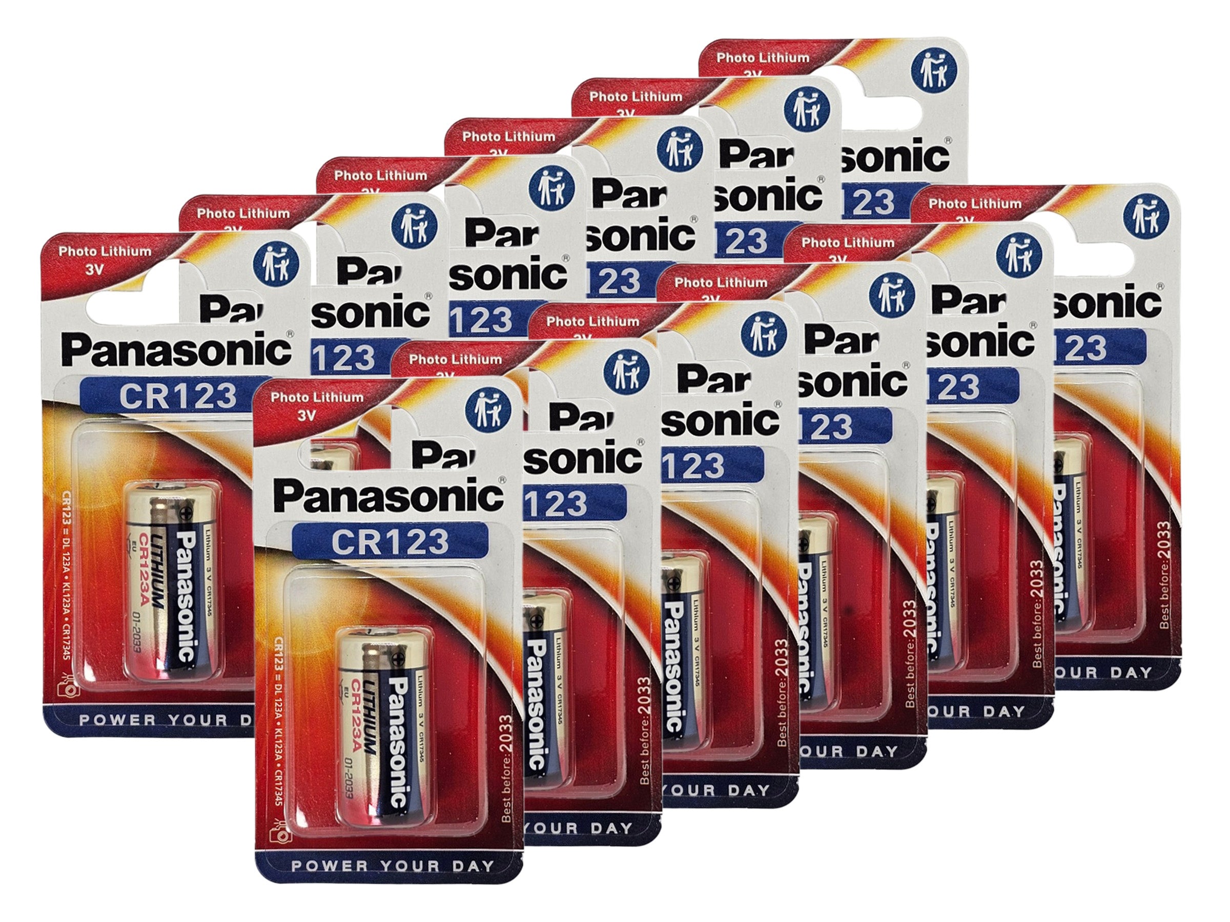 Panasonic CR123 (CR123A) Photo Lithium 3V battery - 12 Pack