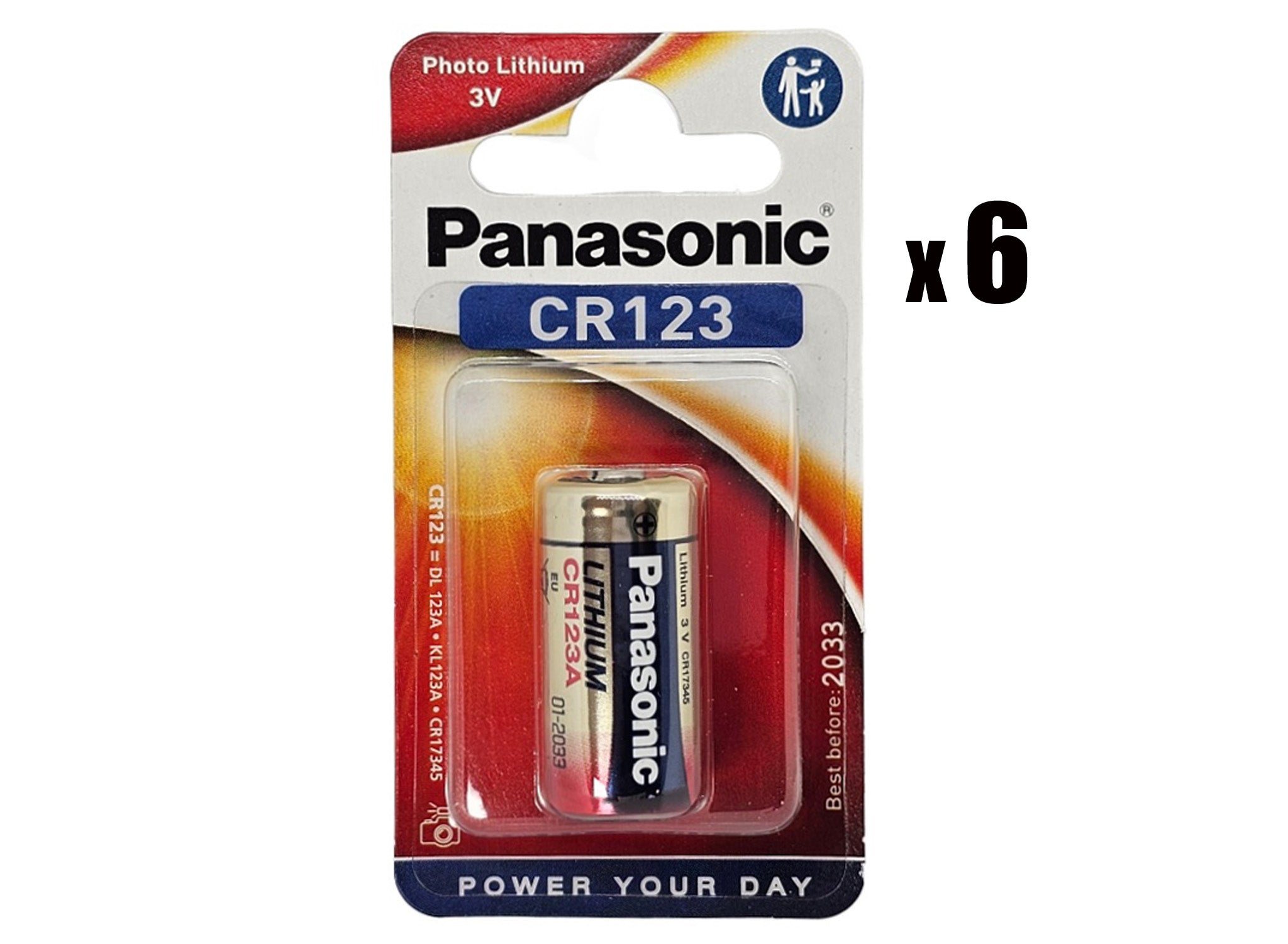 Panasonic CR123 (CR123A) Photo Lithium 3V battery - 6 Pack