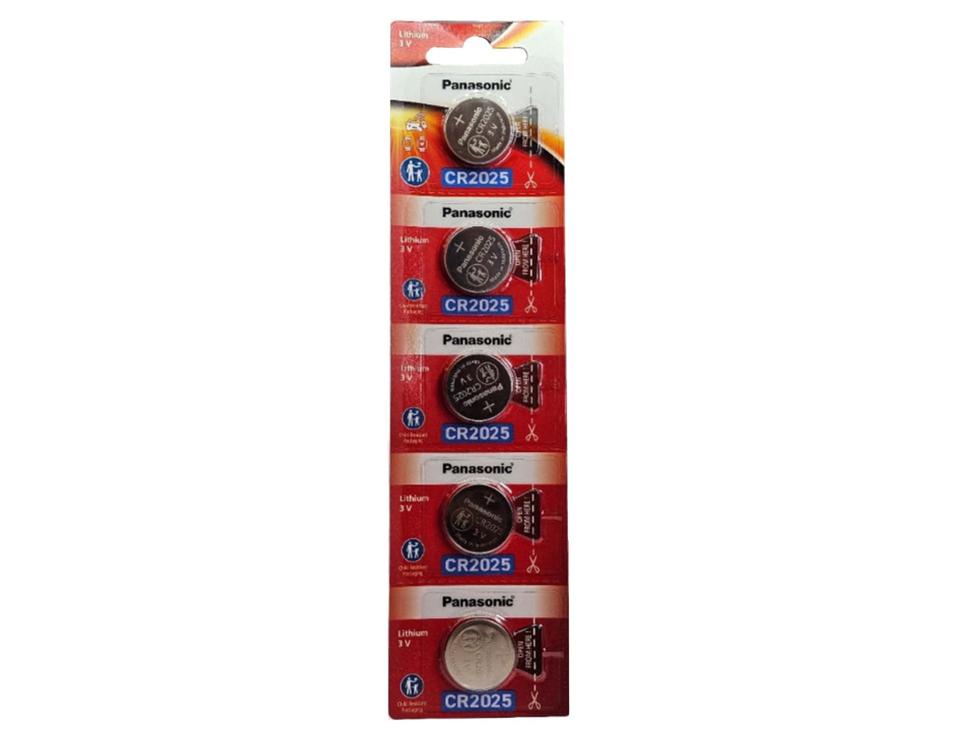 Panasonic CR2025 3V Lithium Coin Battery - 5 Pack