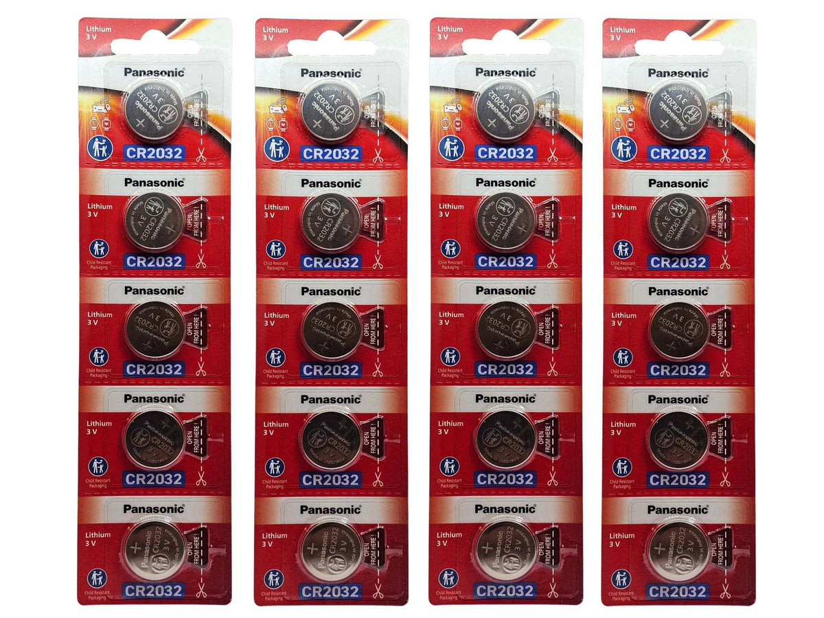 Panasonic CR2032 3V Lithium Coin Batteries - 20 Pack (B5 x 4)