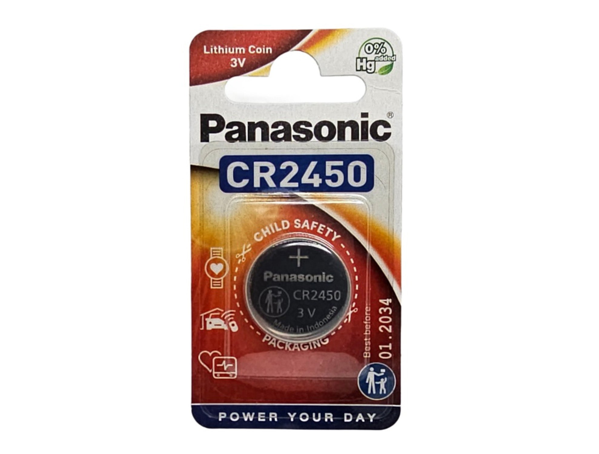 Panasonic CR2450 3V Lithium Coin Battery - 1 Pack