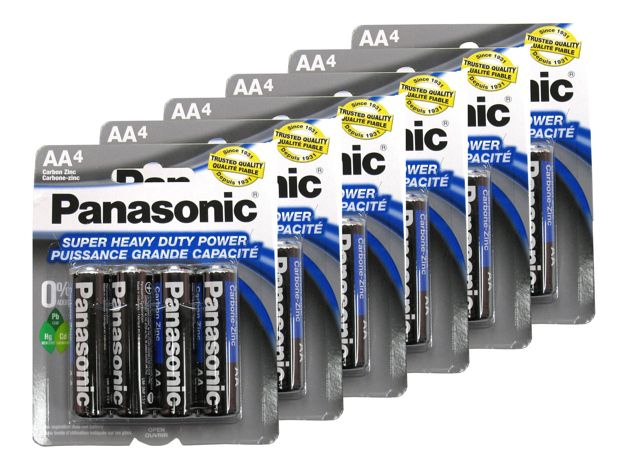 Panasonic AA (R6) SHD Carbon Zinc Batteries - 24 Pack (AA4 x 6)