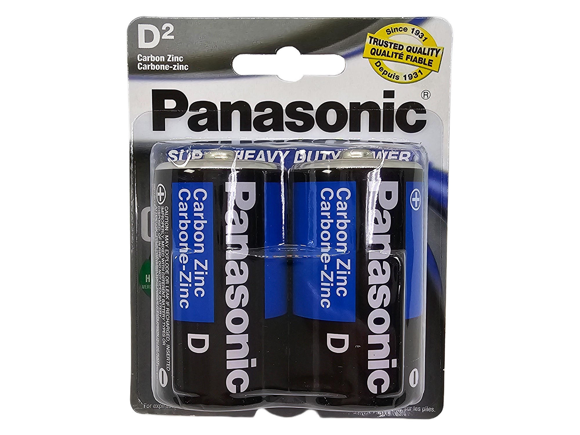 Panasonic D size (R20) SHD Carbon Zinc Batteries - Pack of 2