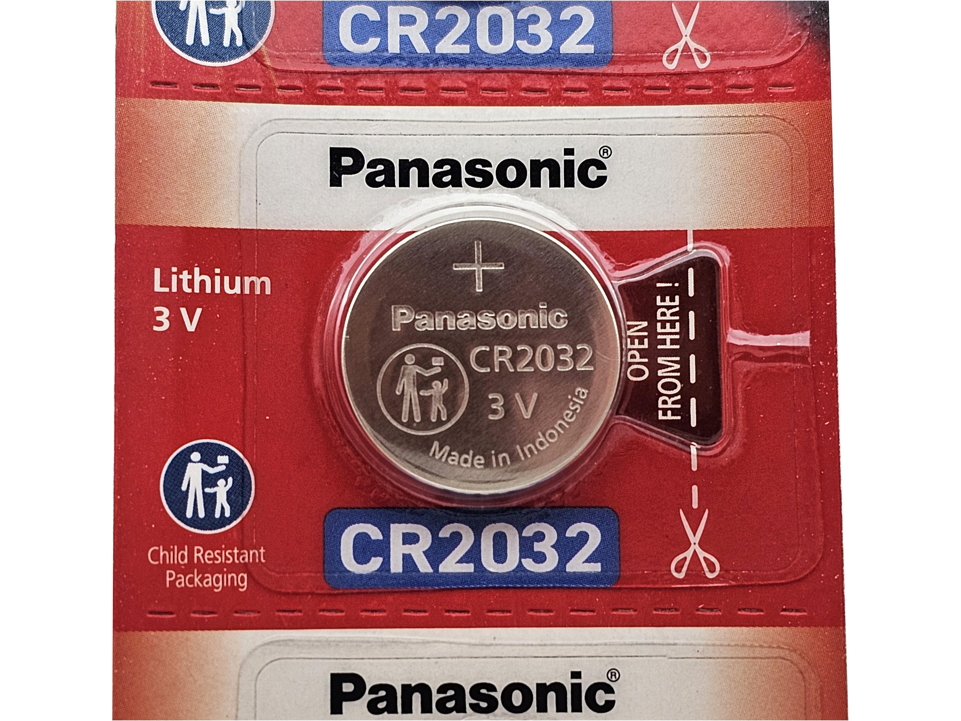Panasonic CR2032 3V Lithium Coin Batteries - 5 Pack