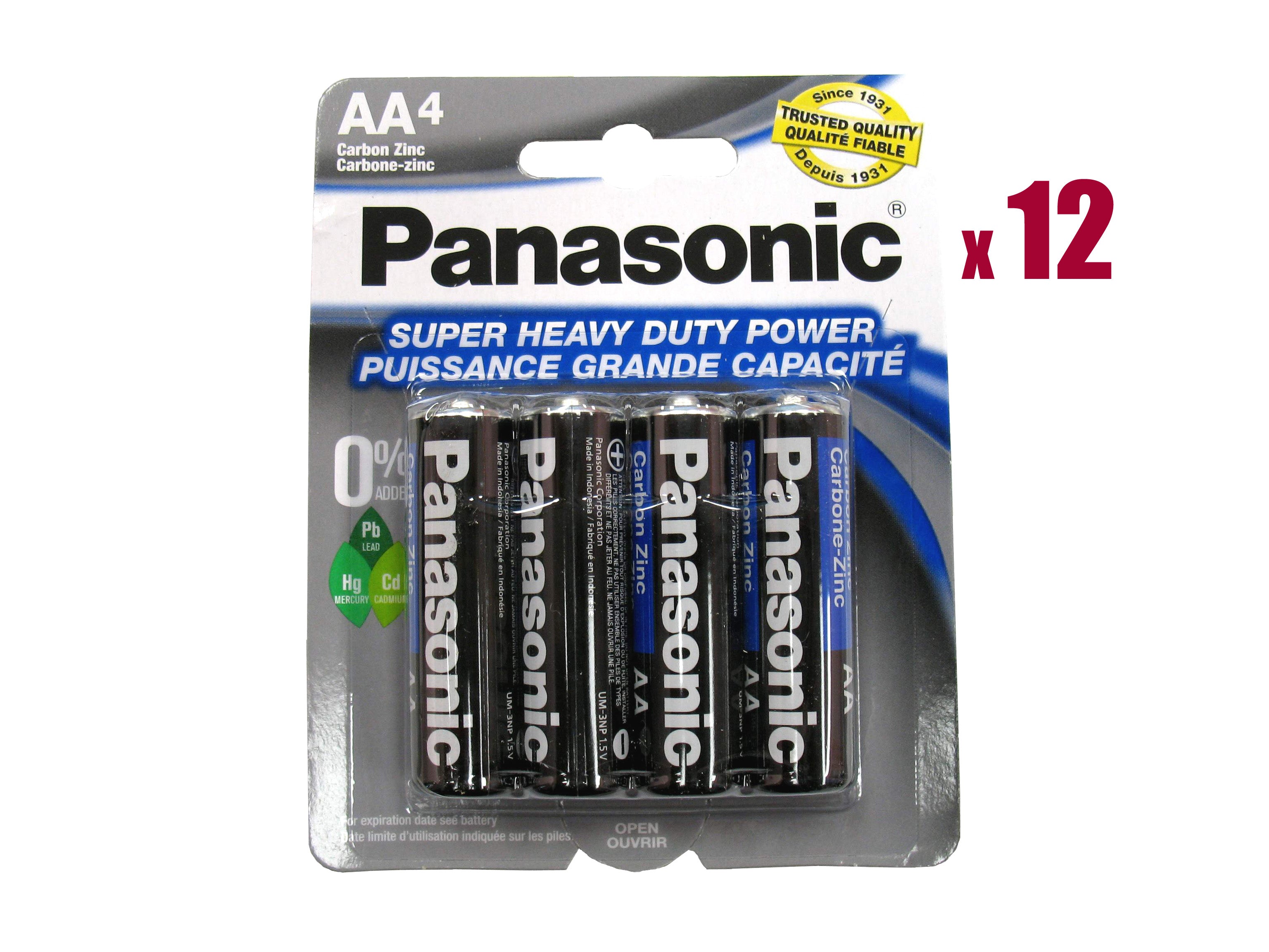 Panasonic AA (R6) SHD Carbon Zinc Batteries - 48 Pack (AA4 x 12)