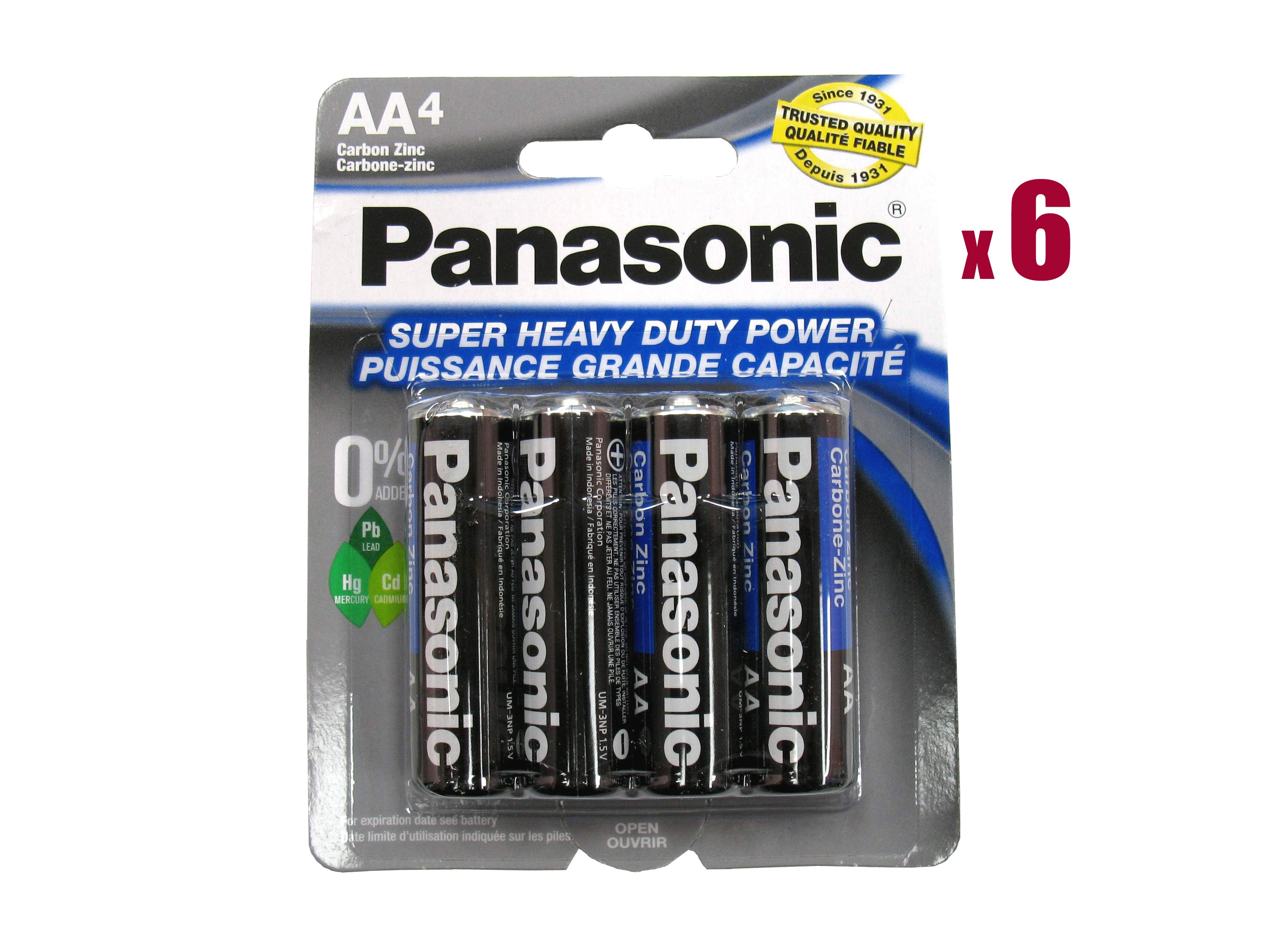 Panasonic AA (R6) SHD Carbon Zinc Batteries - 24 Pack (AA4 x 6)
