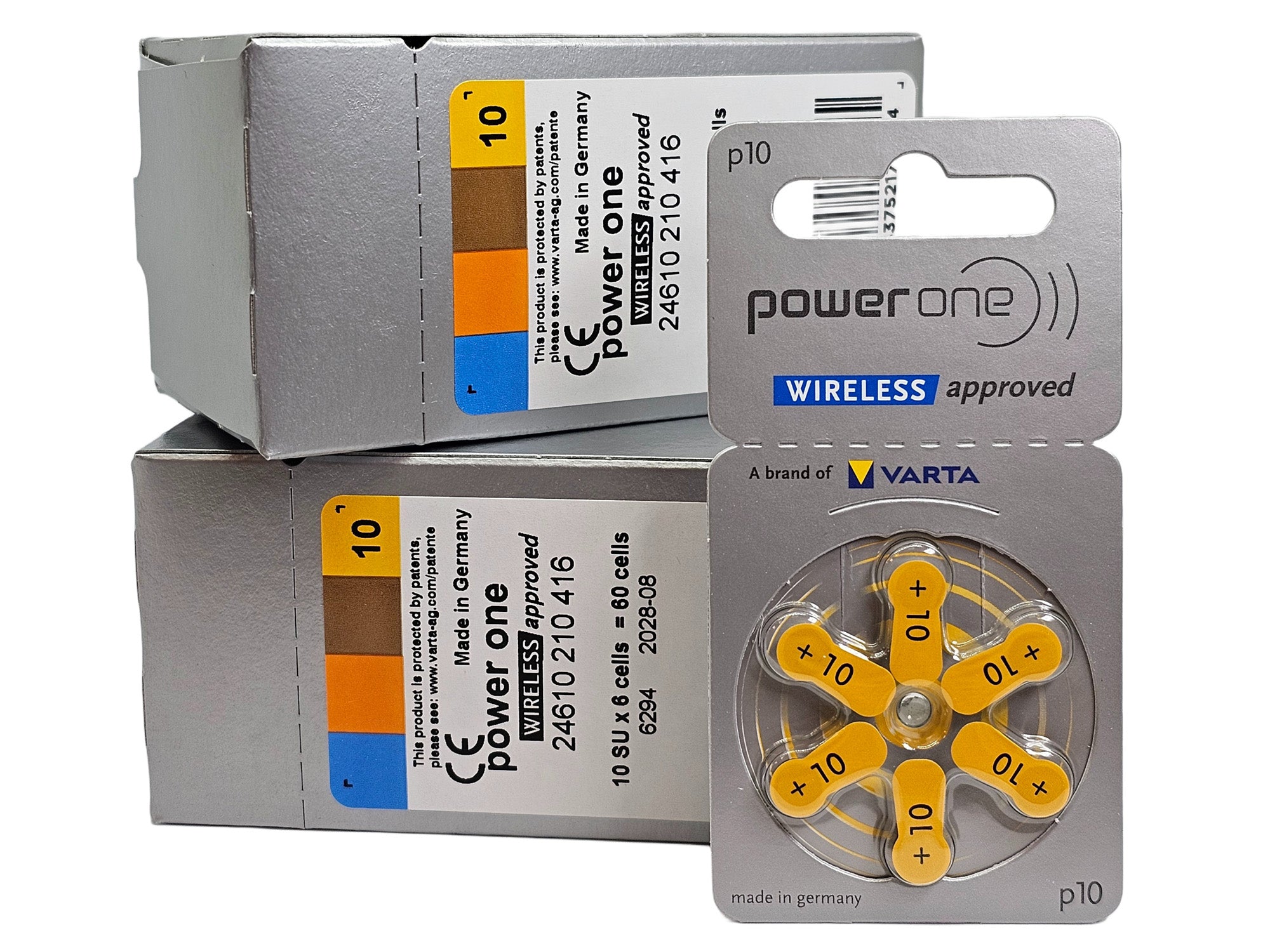 PowerOne P10 (PR70, size 10) Zinc Air Hearing Aid Batteries - 120 Pack (2 box)