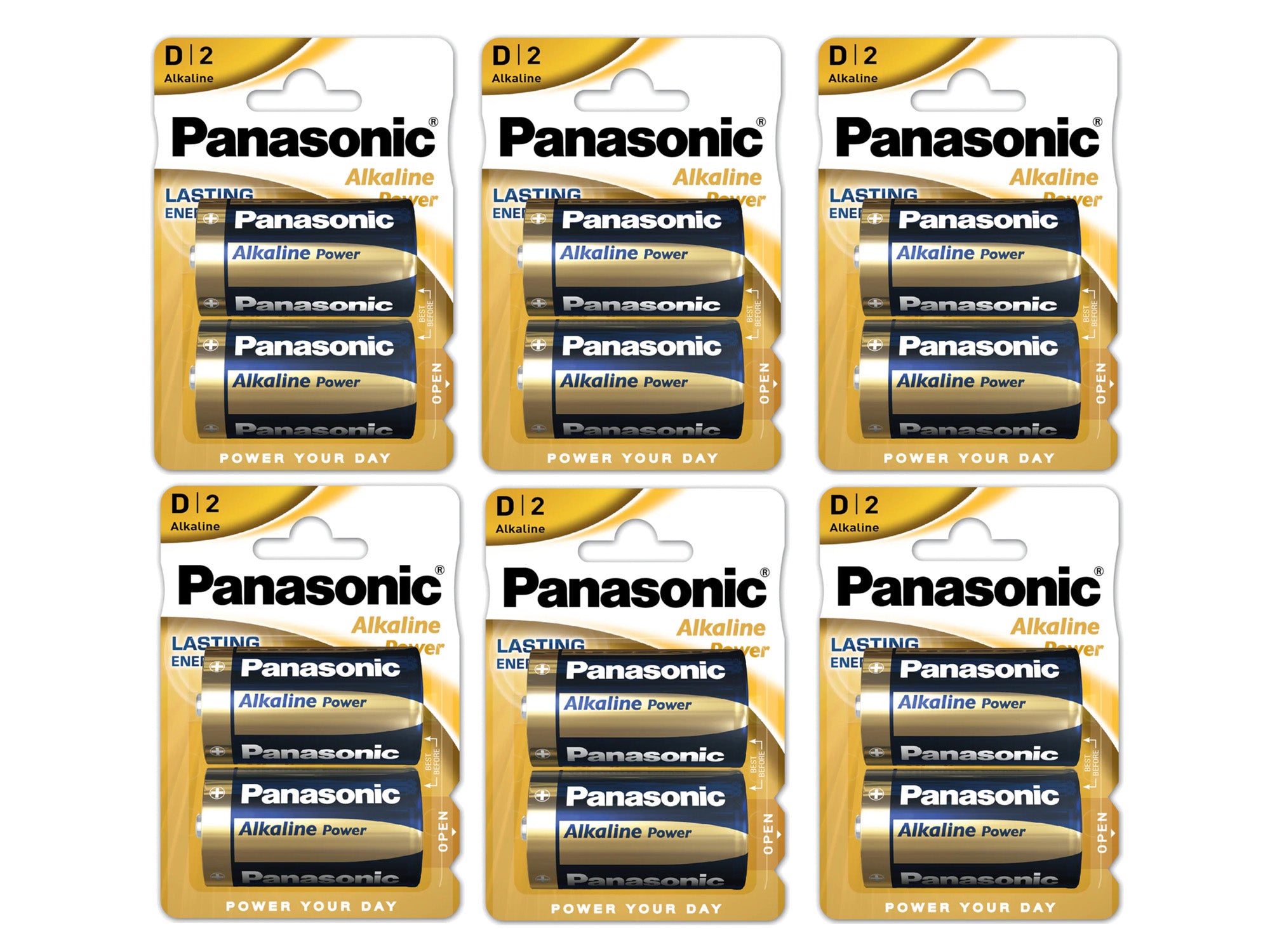 Panasonic D size (LR20) Alkaline Power - 12 batteries (D2 x 6)