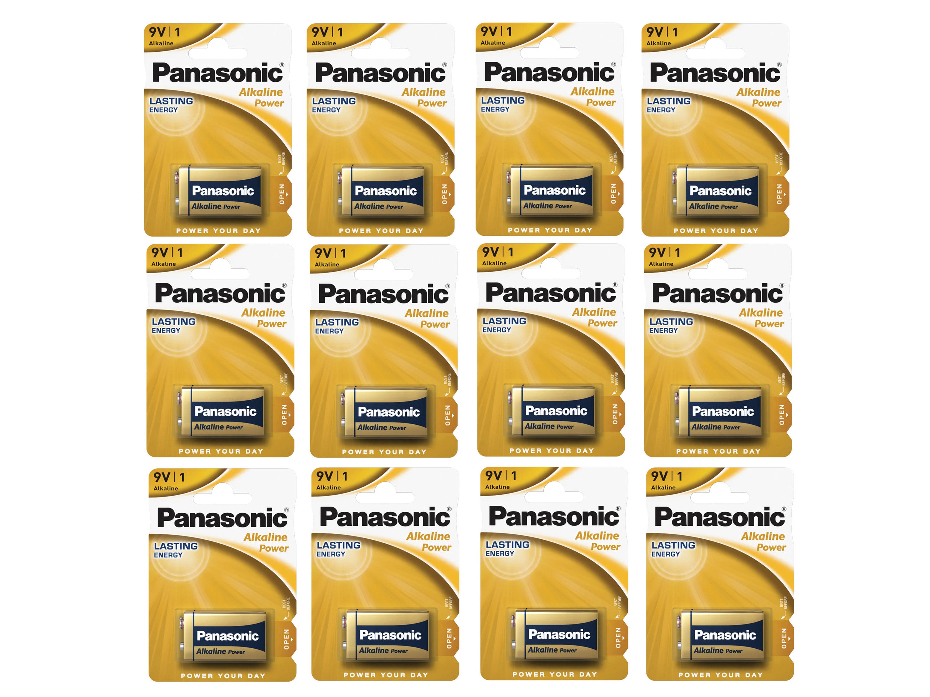 Panasonic 9V (6LR61) Alkaline Power Batteries - 12 Pack (9v1 x 12)