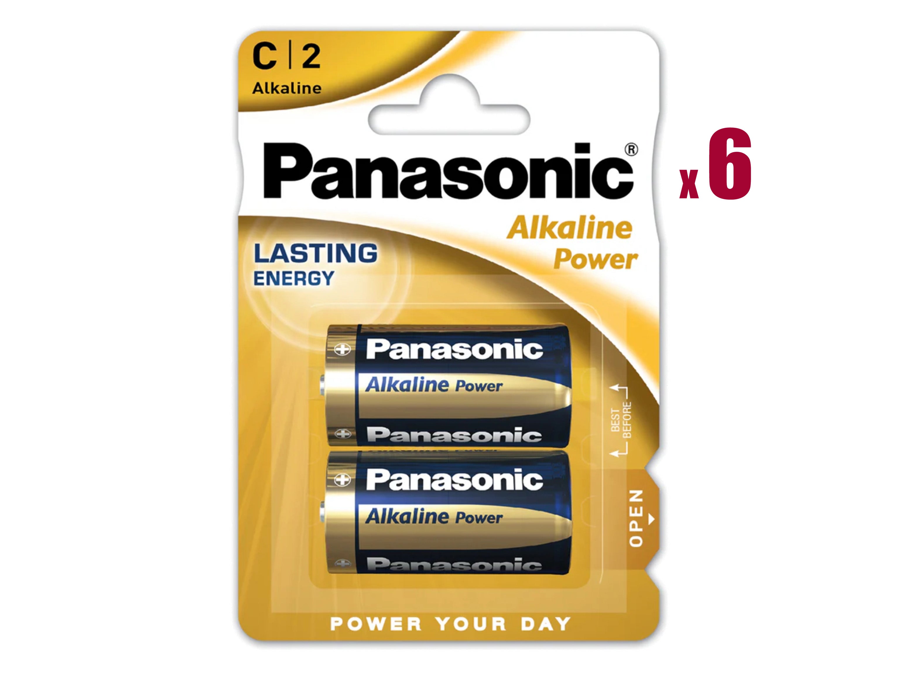 Panasonic Alkaline C size (LR14) 1.5V - 12 Batteries (C2 x 6)
