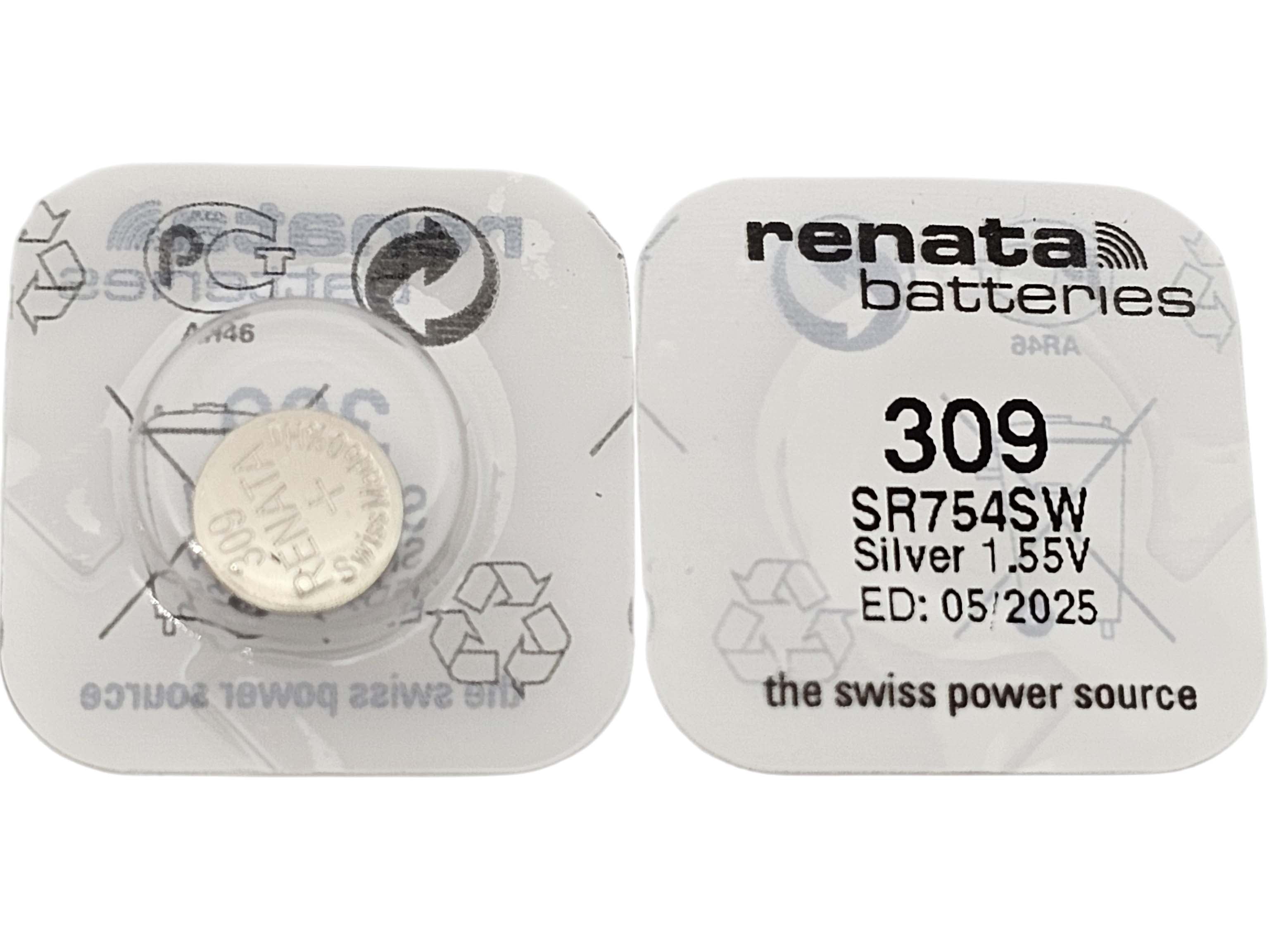 Renata SR754SW (309) Silver Oxide - 1 battery (May 2025)