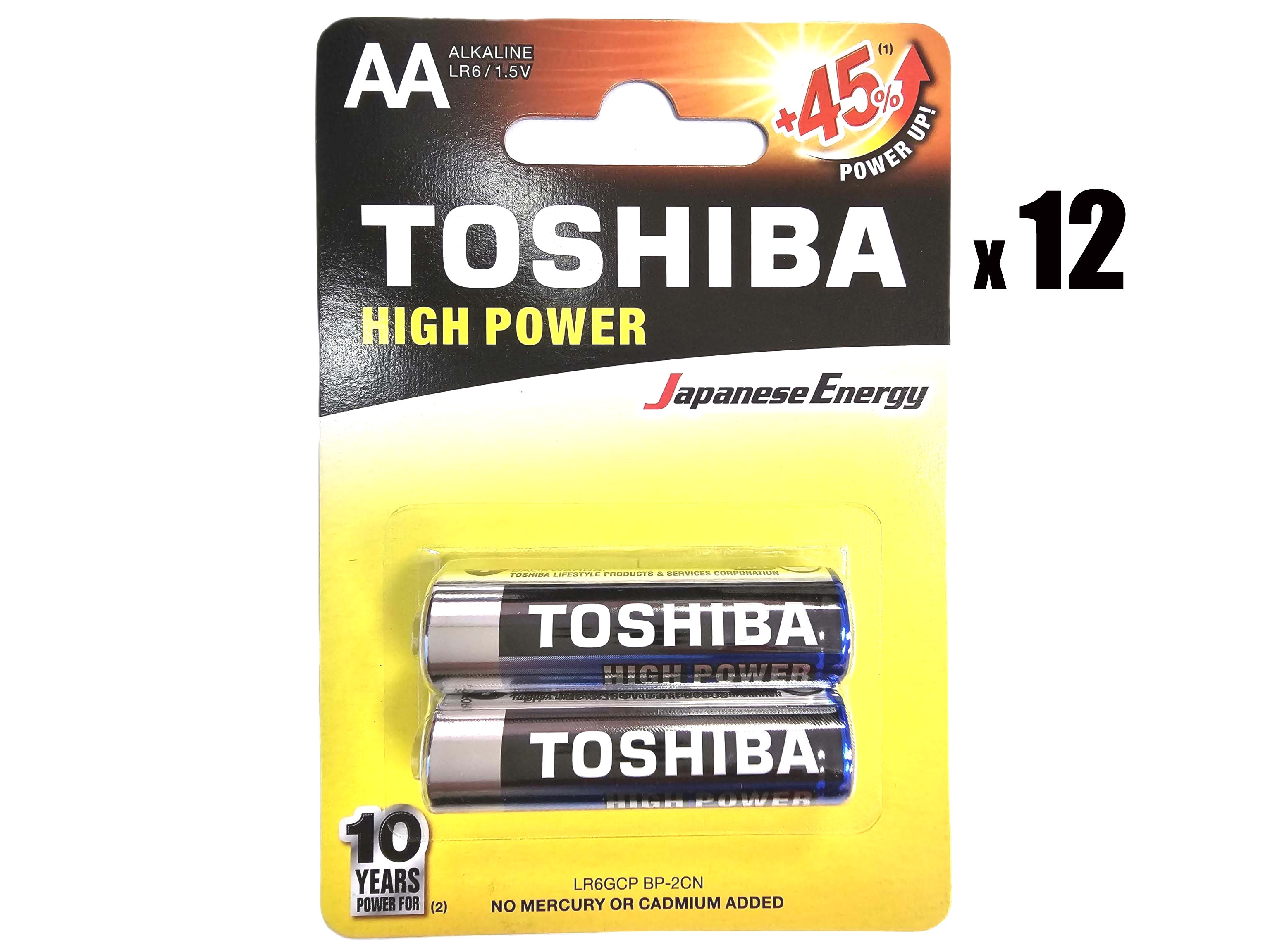 Toshiba AA High Power Alkaline Batteries - 24 Pack (AA2 x 12)