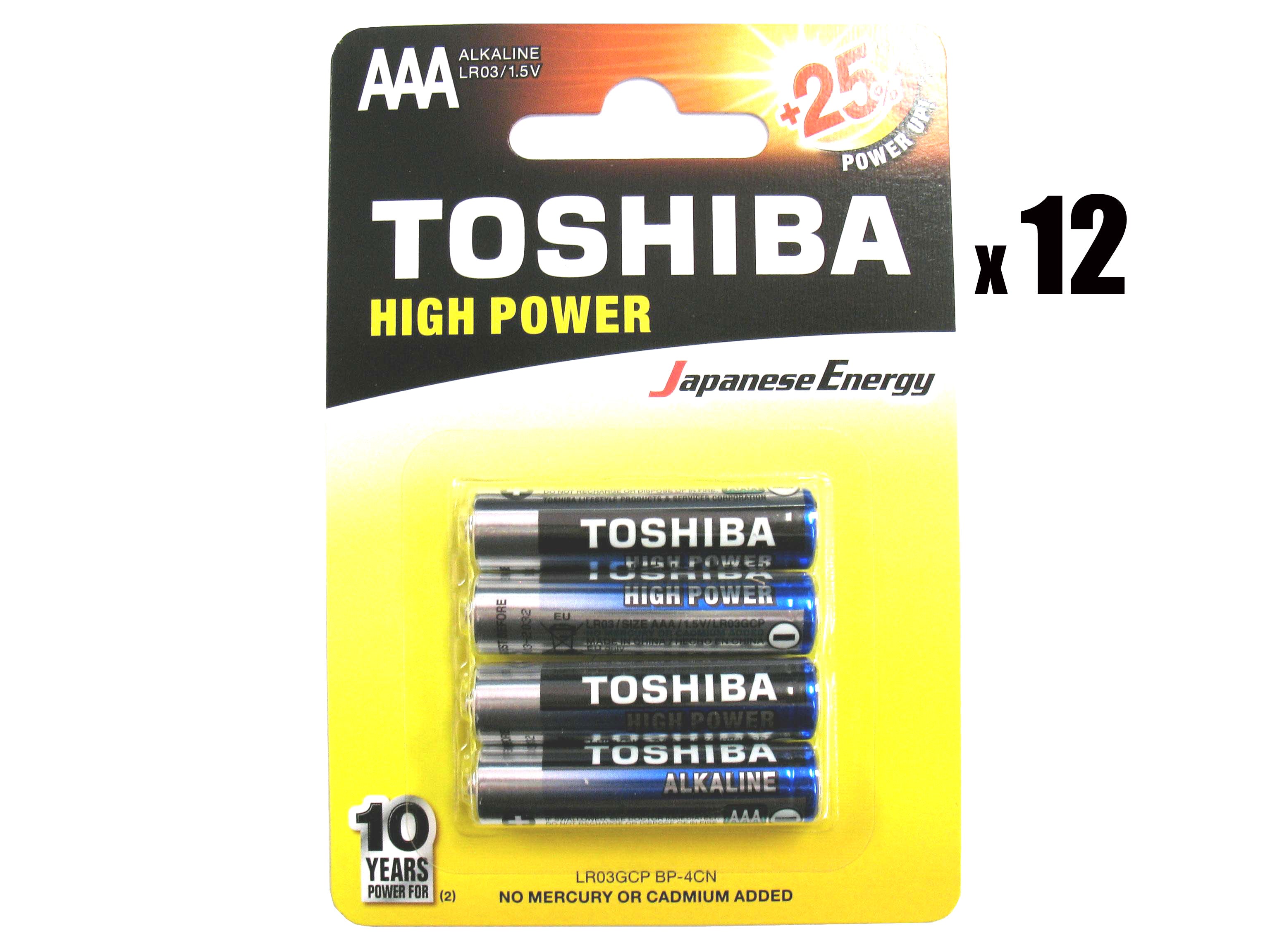 Toshiba AAA (LR03) High Power Alkaline Batteries - 48 Pack (AAA4 x 12)